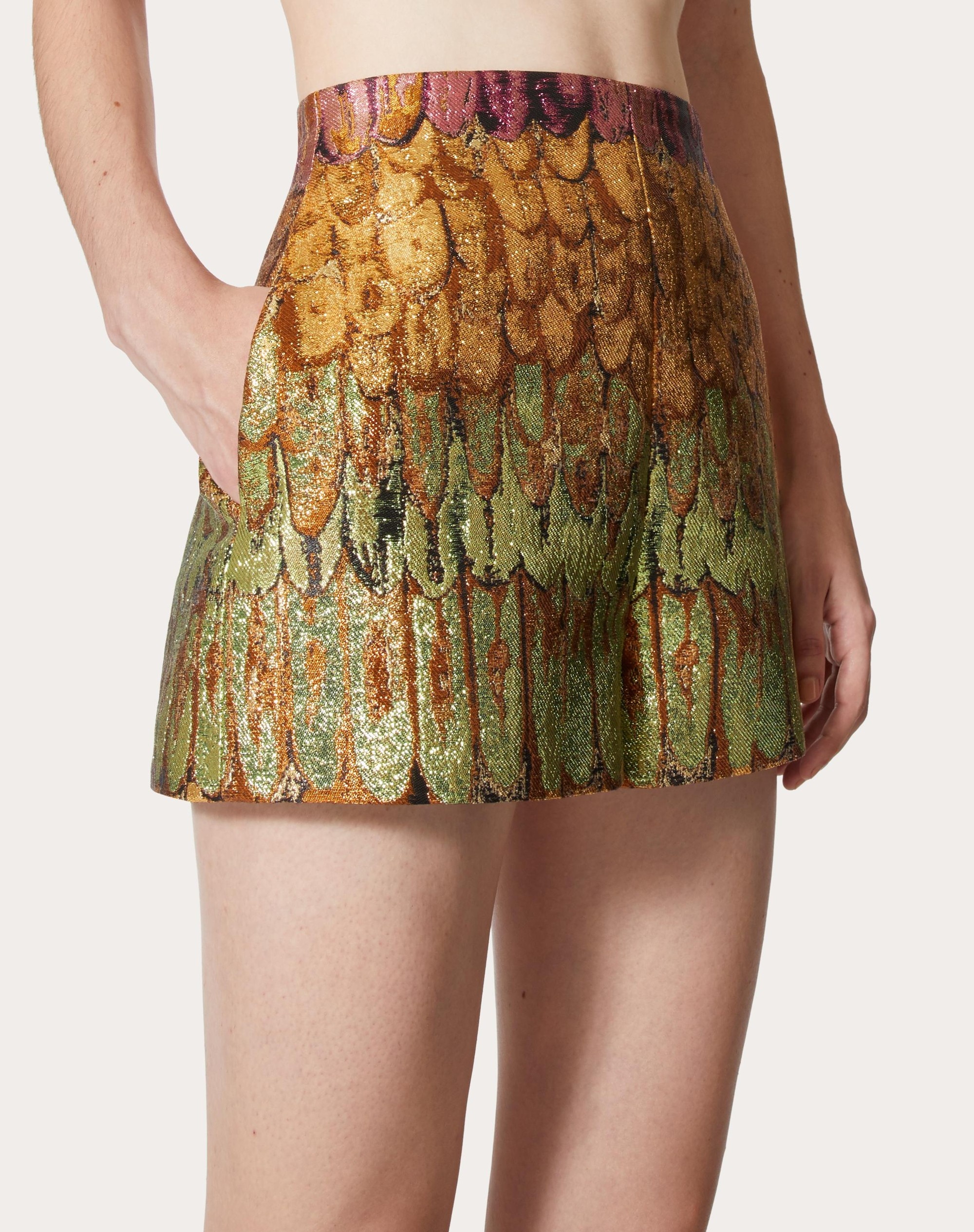 VALENTINO GOLDEN WINGS MULTICOLOR BROCADE SHORTS - 5