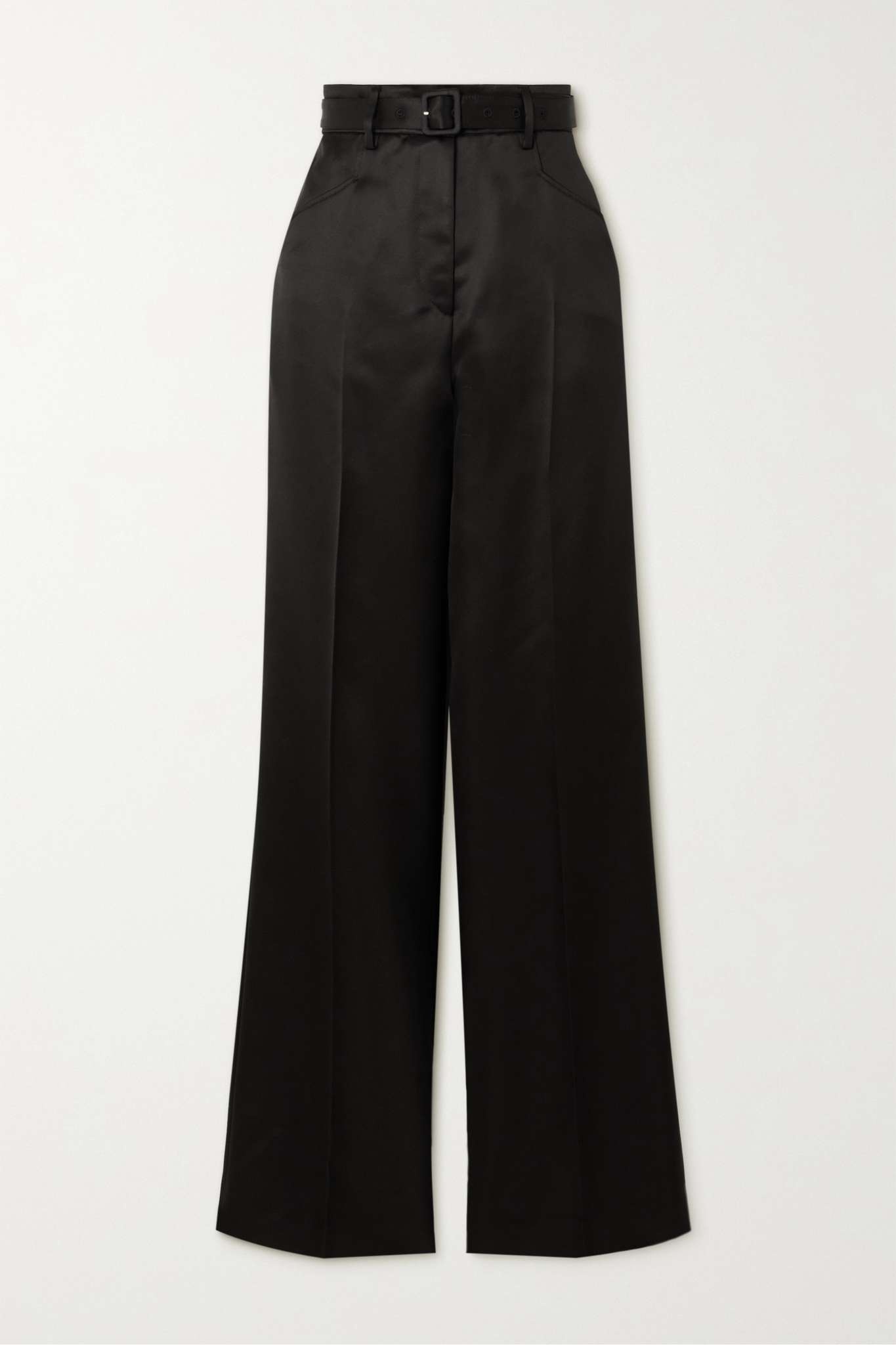 Norman belted wool and silk-blend straight-leg pants - 1