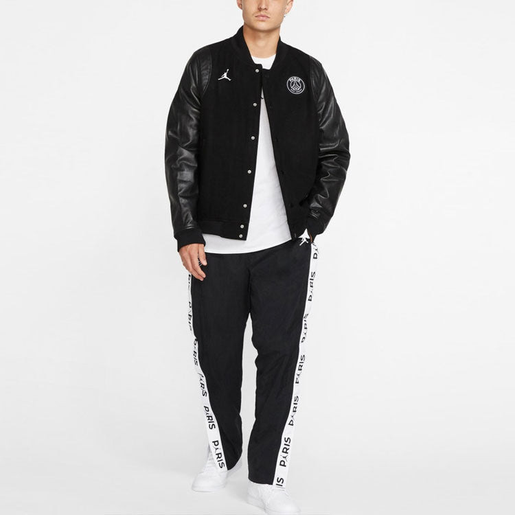 Air Jordan x PSG Crossover Paris Saint-Germain Varsity Sports baseball uniform Jacket Black BQ8363-0 - 2