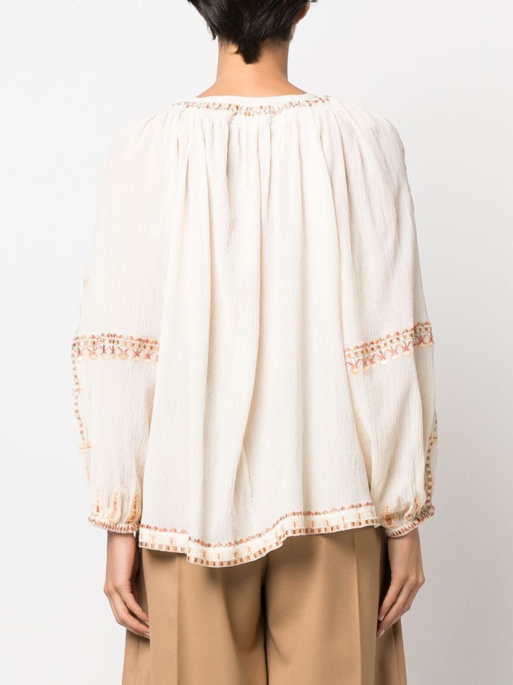 sequin-embellished embroidered blouse - 4