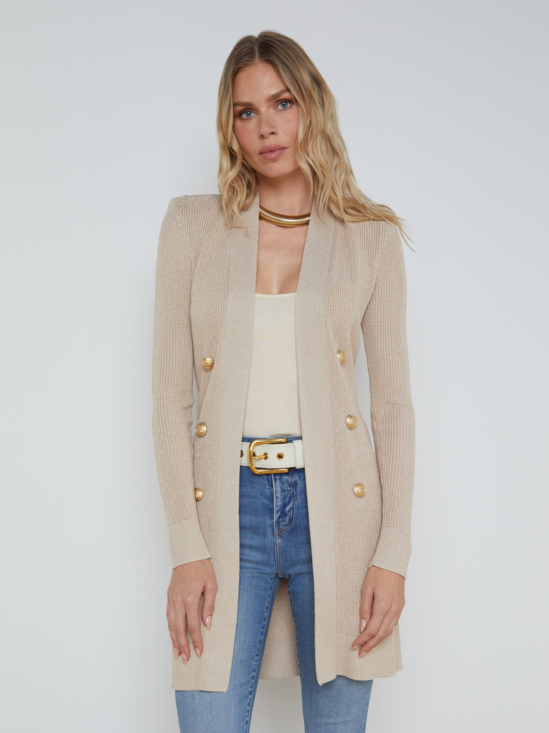L'AGENCE Noe Double-Breasted Cardigan outlook
