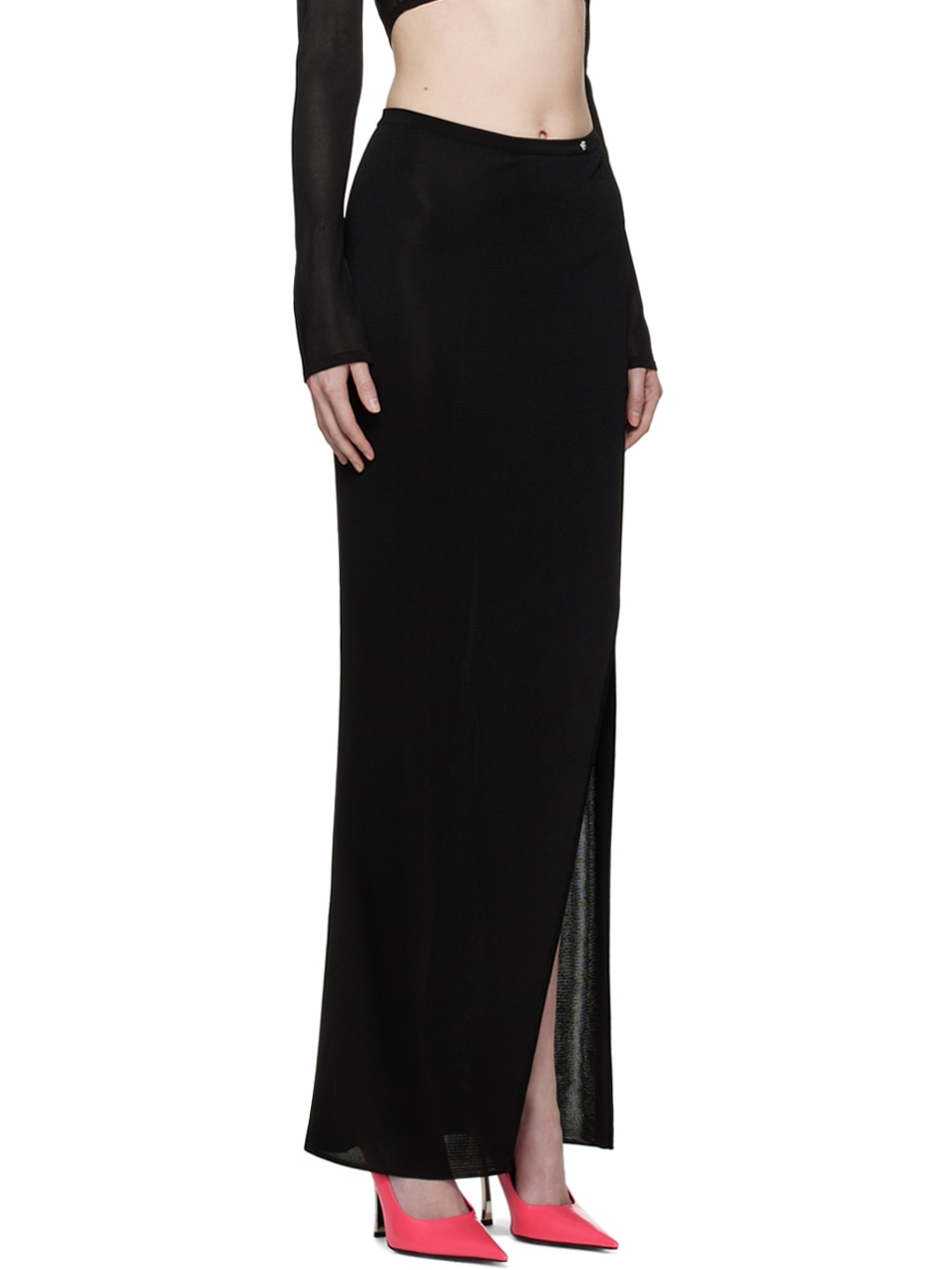 Black Vented Maxi Skirt - 2