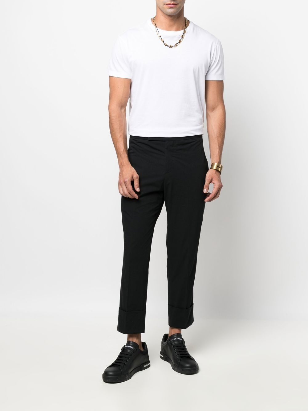 flap-pockets cotton cropped trousers - 2