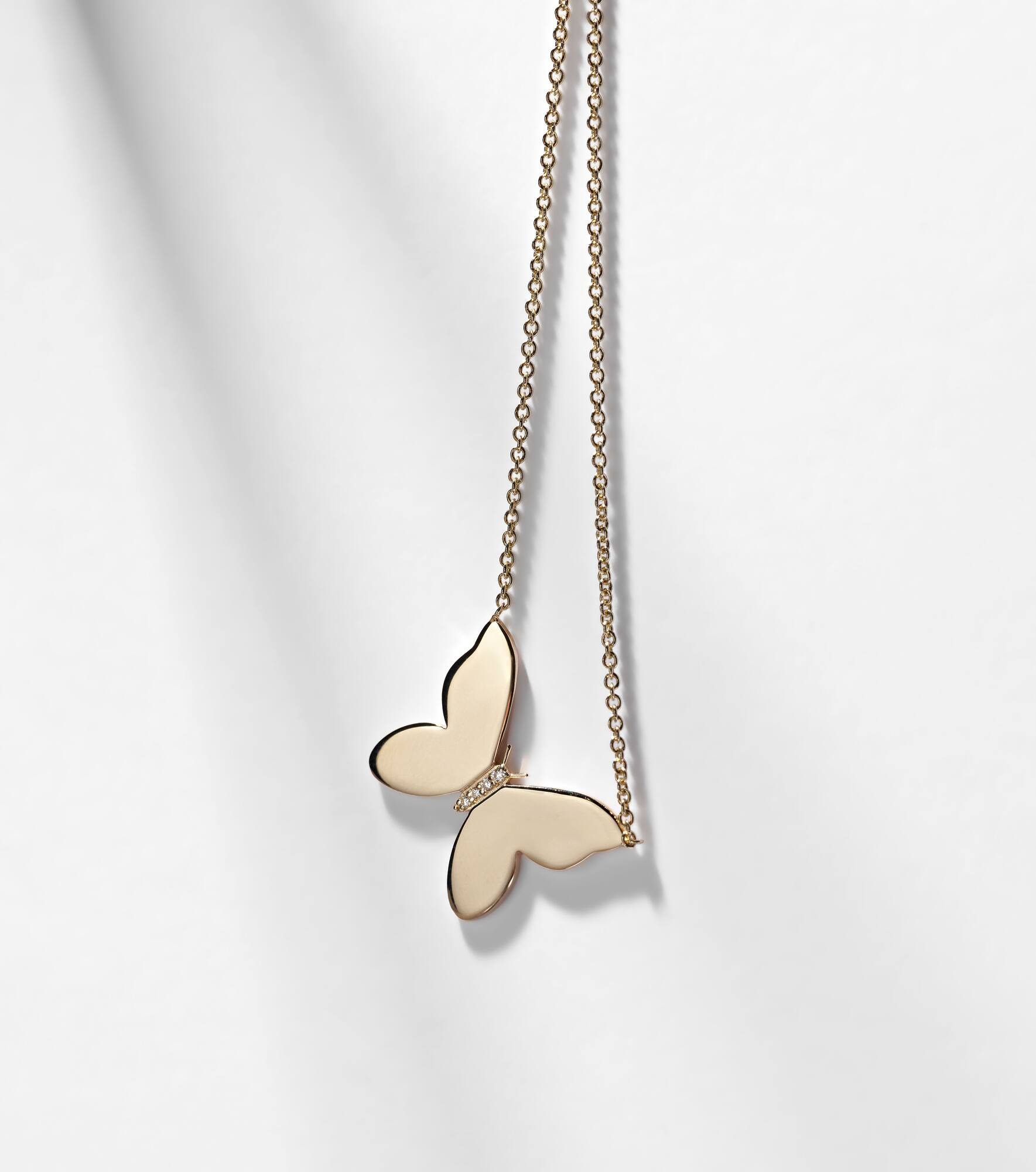 Butterfly 14kt gold necklace with diamonds - 5