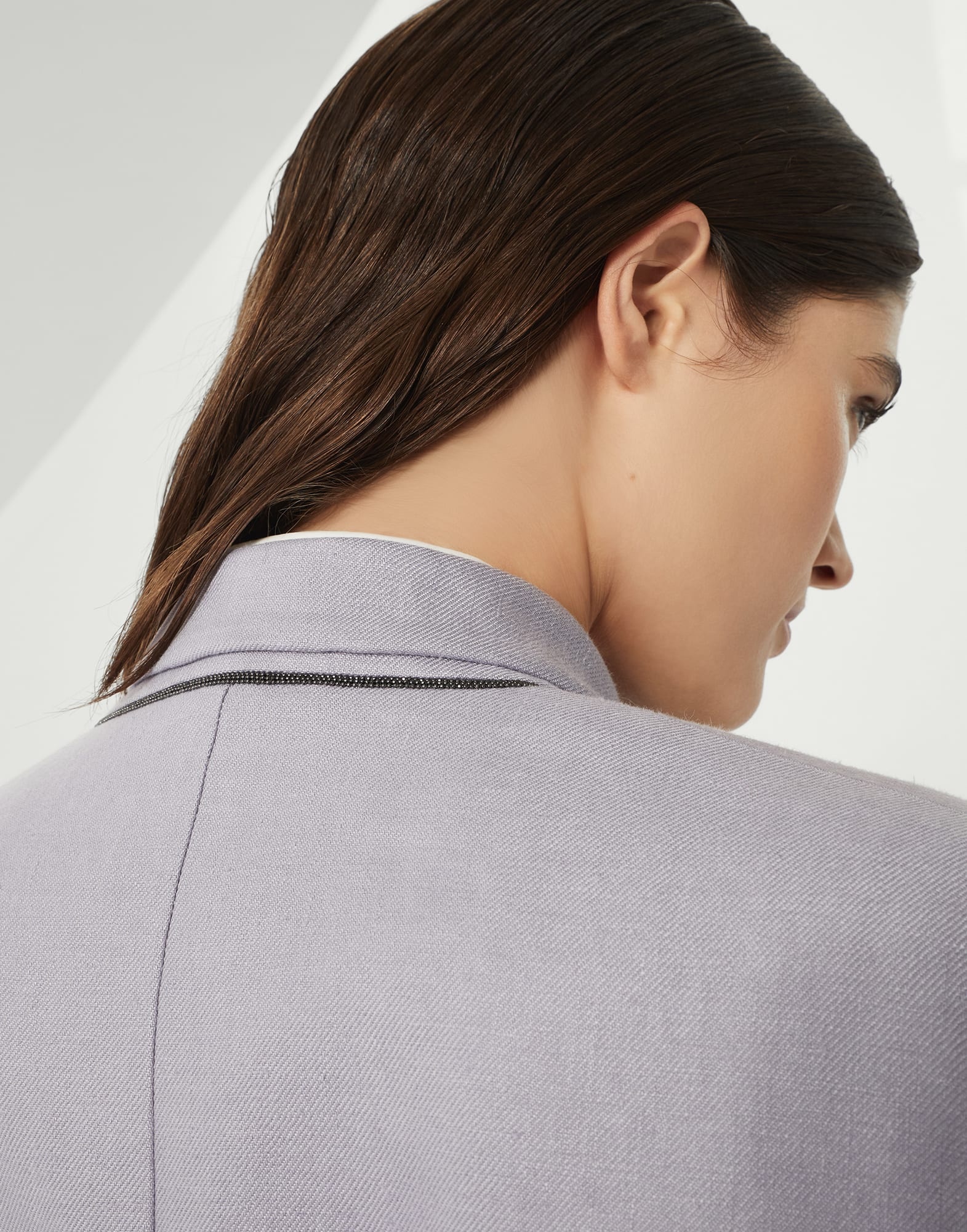 Dyed hemp and linen gabardine blazer with monili - 3