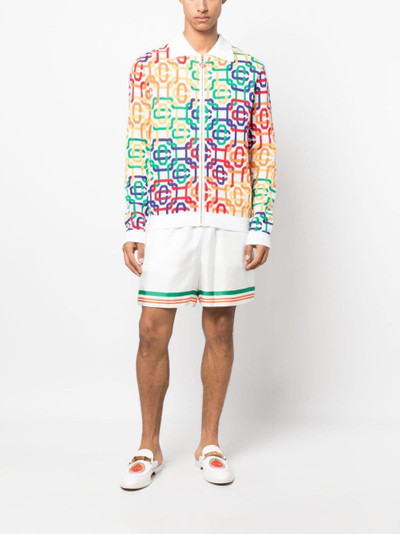 CASABLANCA Rainbow Monogram zip-up jumper outlook