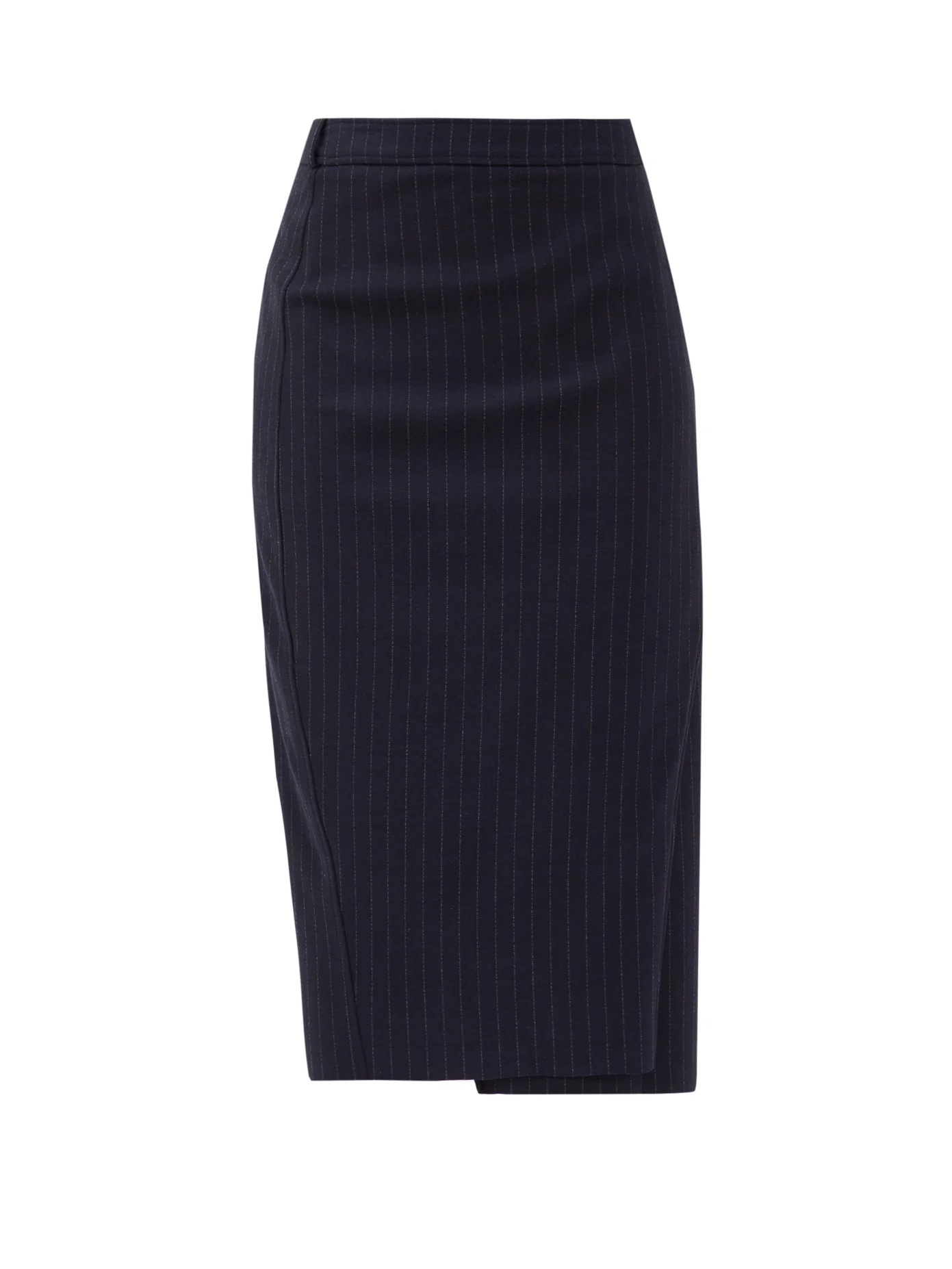 High-rise pinstriped crepe skirt - 1