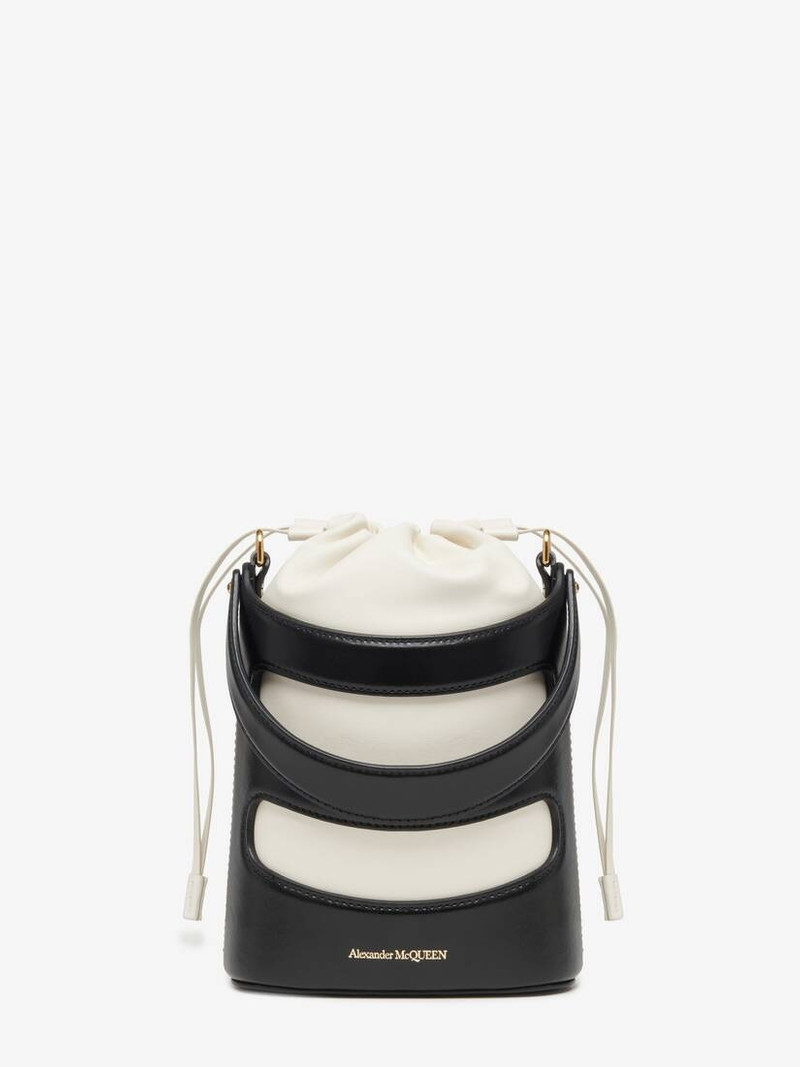 Alexander McQueen Women's The Rise Mini Bucket in Black/soft Ivory outlook