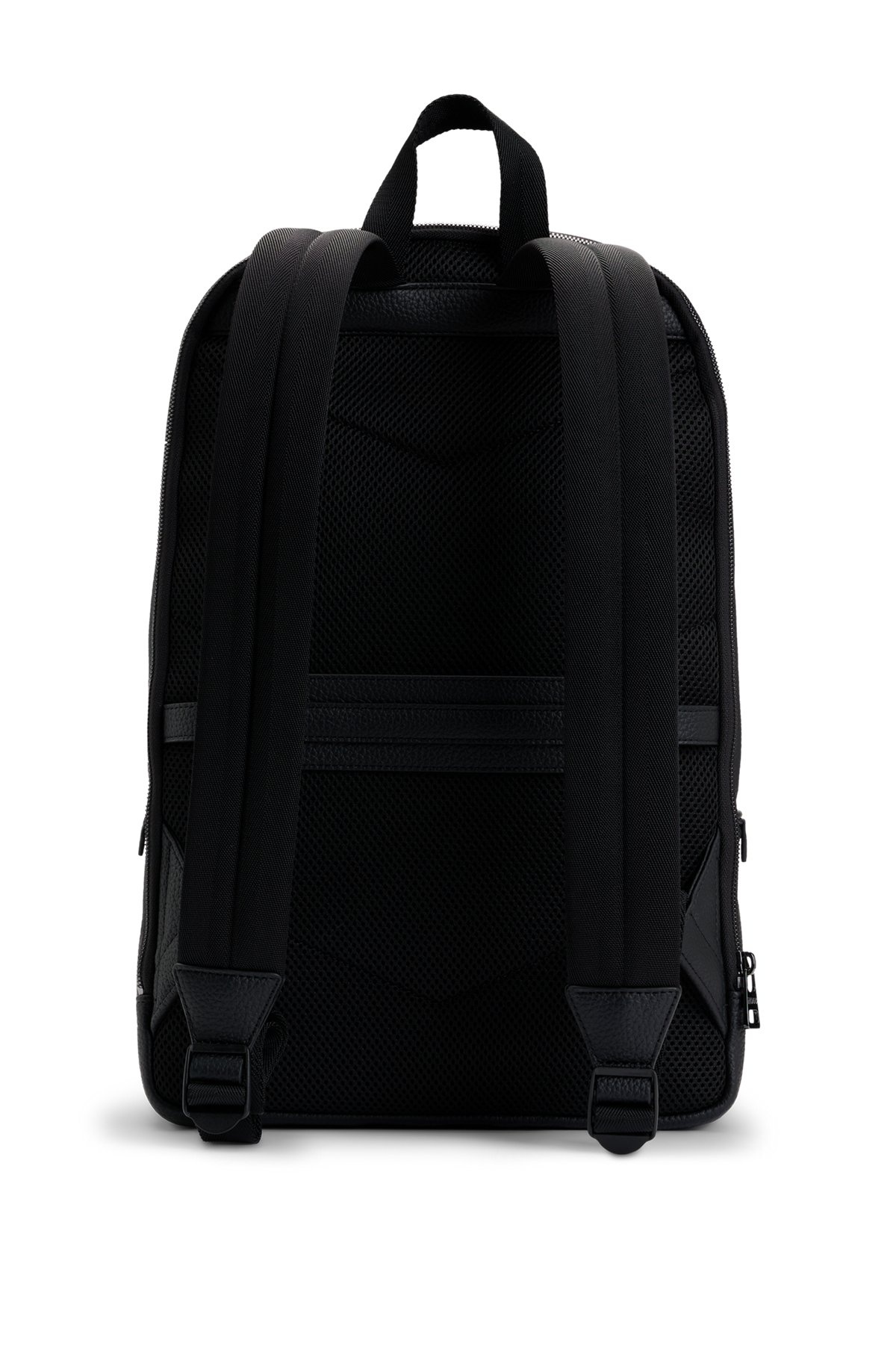 GRAINED FAUX-LEATHER BACKPACK WITH STACKED LOGO TRIM - 2