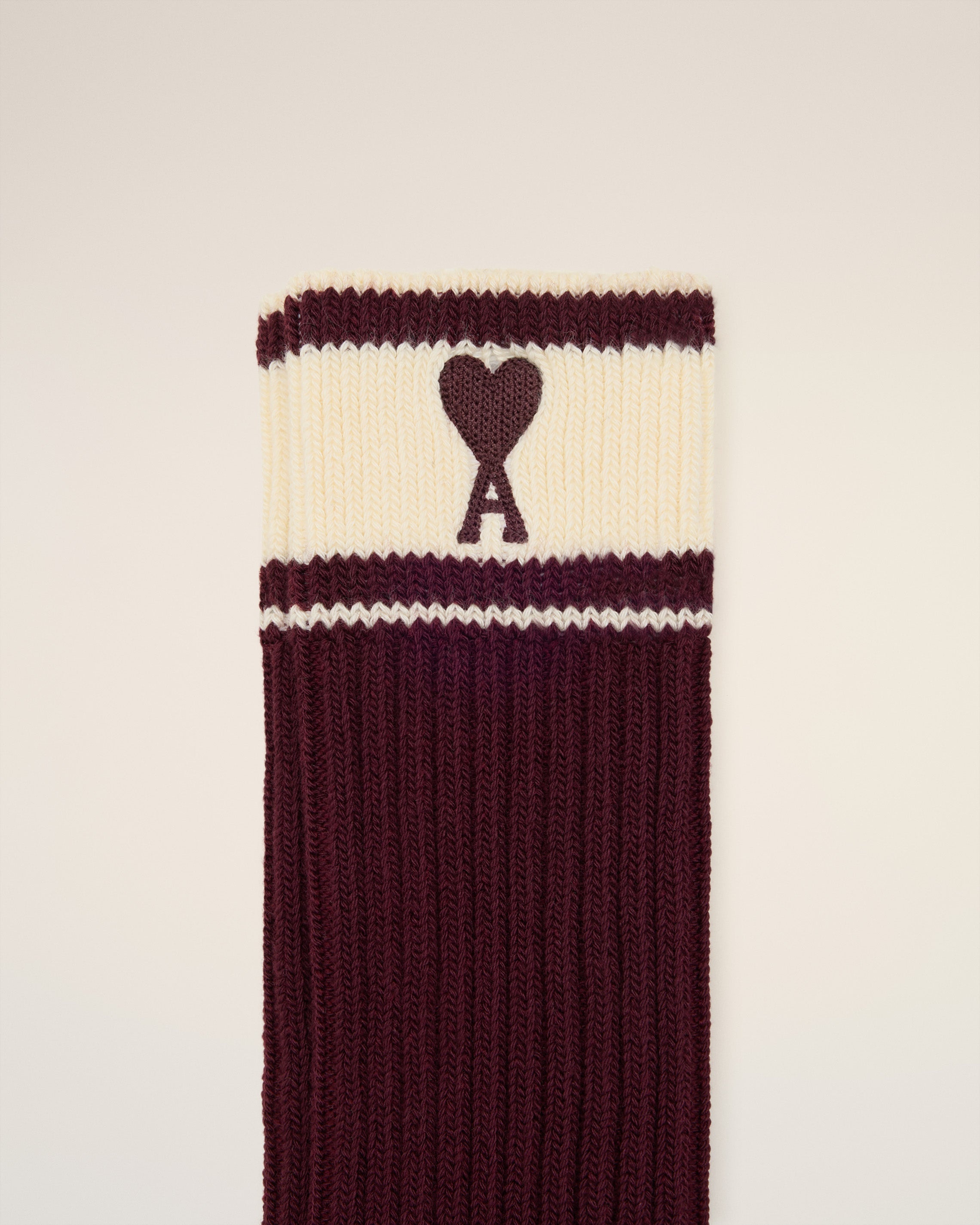 BURGUNDY COTTON AMI DE COEUR STRIPED SOCKS - 3