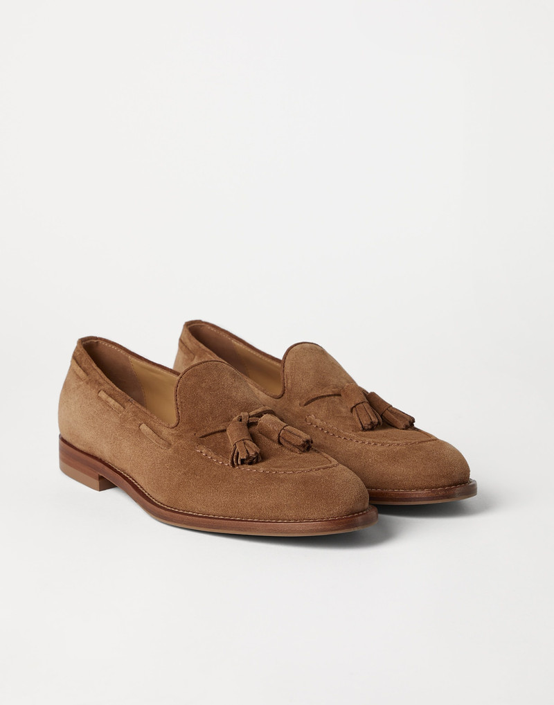 Suede loafers with tassels 1