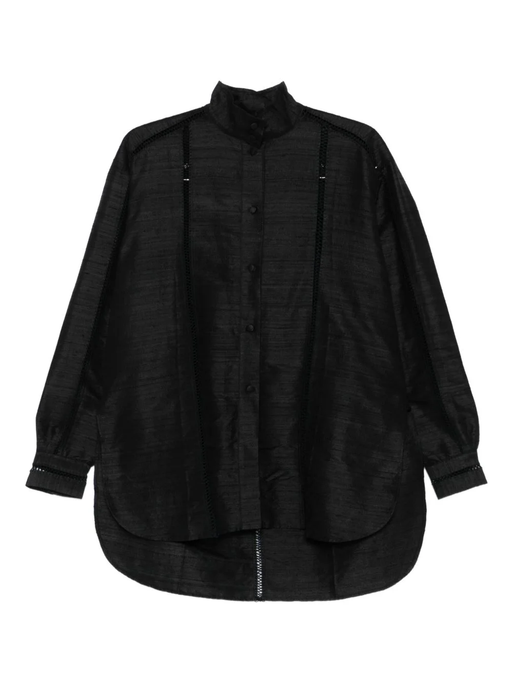 lace-trimmed high-neck shirt - 1