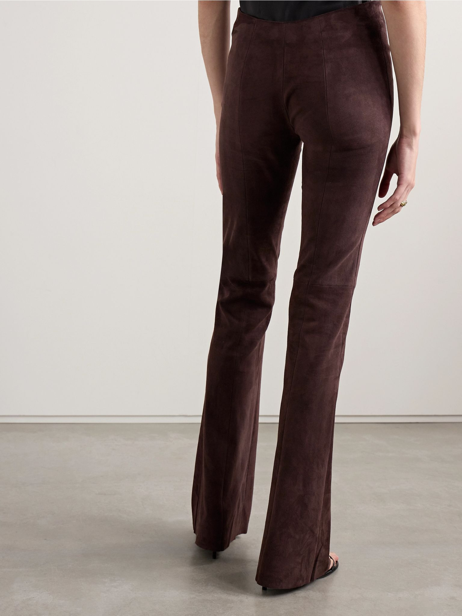 Gégé suede flared pants Dark brown - 4