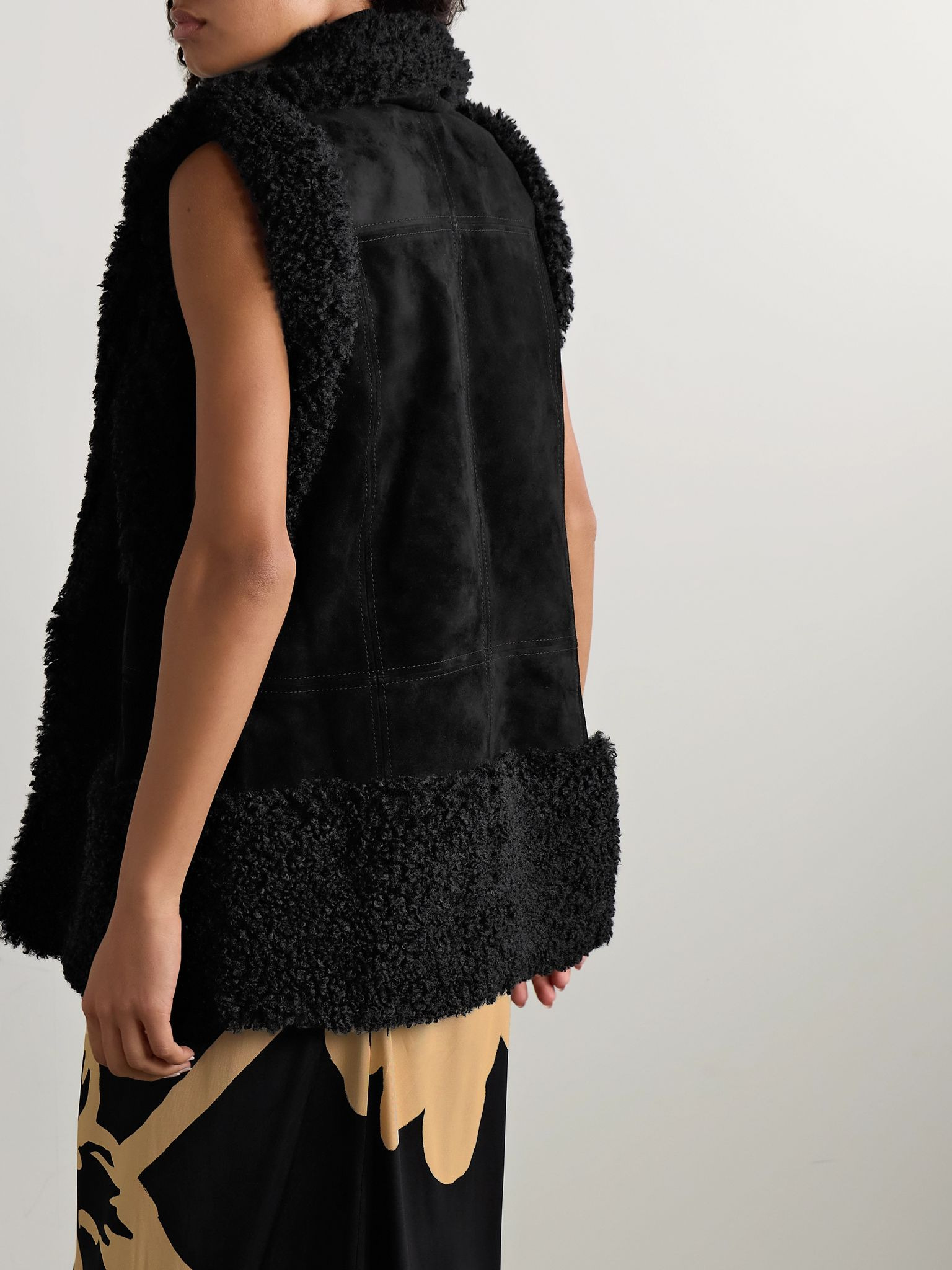 Salty Air suede and recycled-fleece vest Black - 3