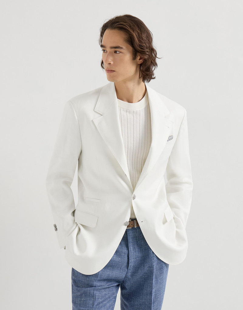 Linen, virgin wool and mohair gabardine Tailor blazer with metal buttons 2