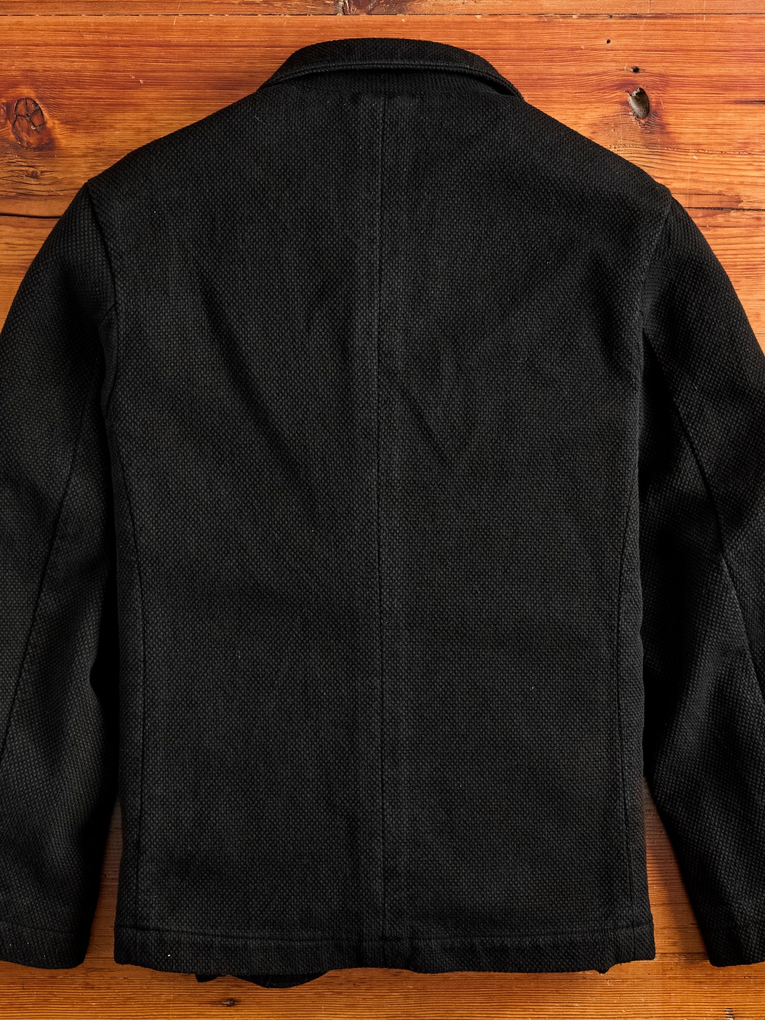 Double Cloth Sashiko Tailored Jacket in Black - 3