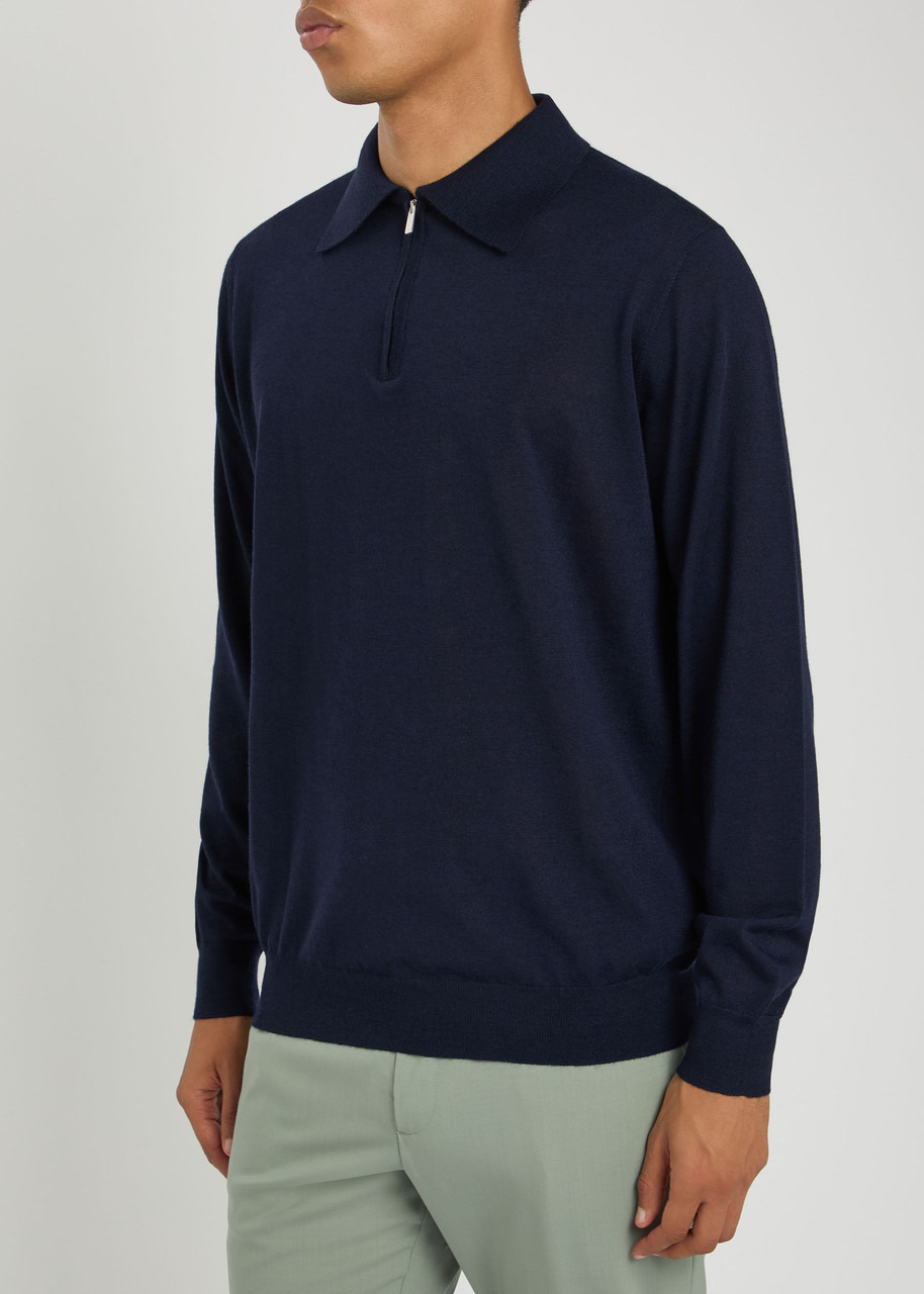Lardini Fine-knit Wool-blend Polo Shirt - 2