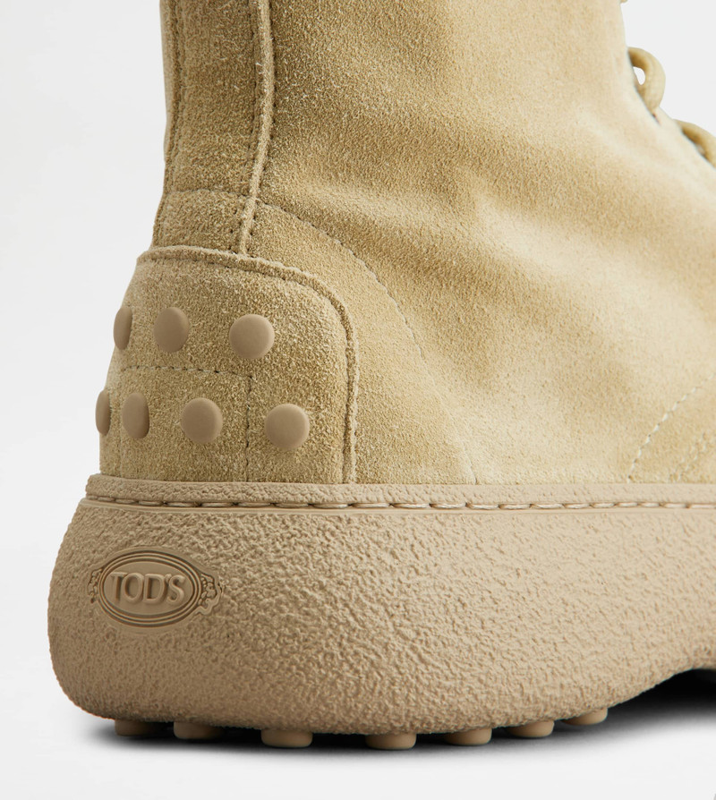 TOD'S W. G. LACE-UP ANKLE BOOTS IN SUEDE - BEIGE 6