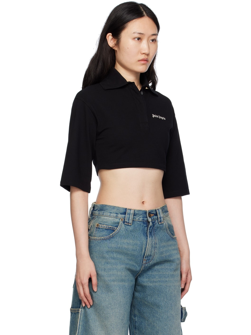 Black Cropped Polo - 2