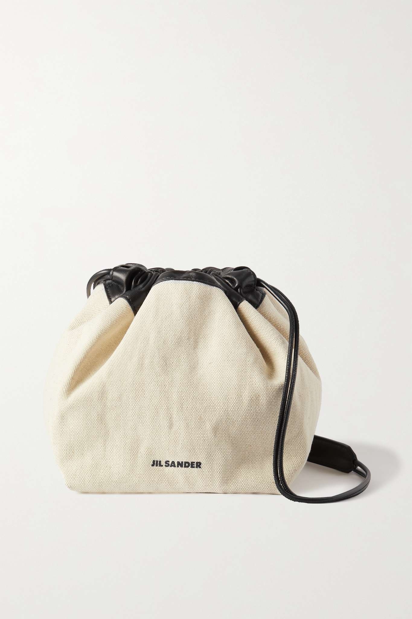 Leather-trimmed canvas bucket bag - 1