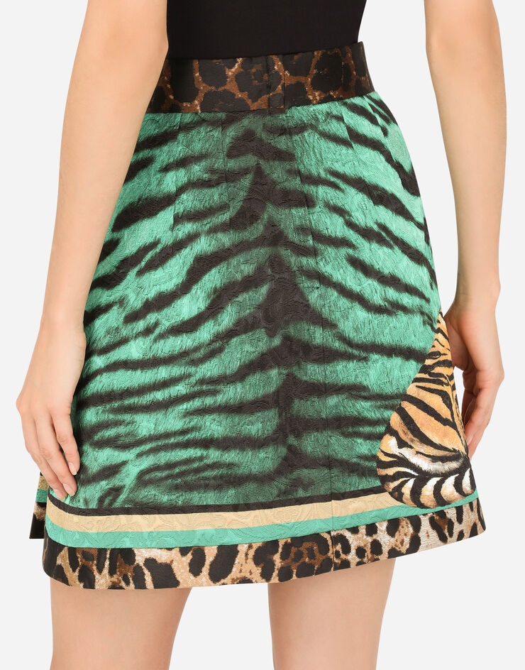 Tiger-print brocade skirt - 5