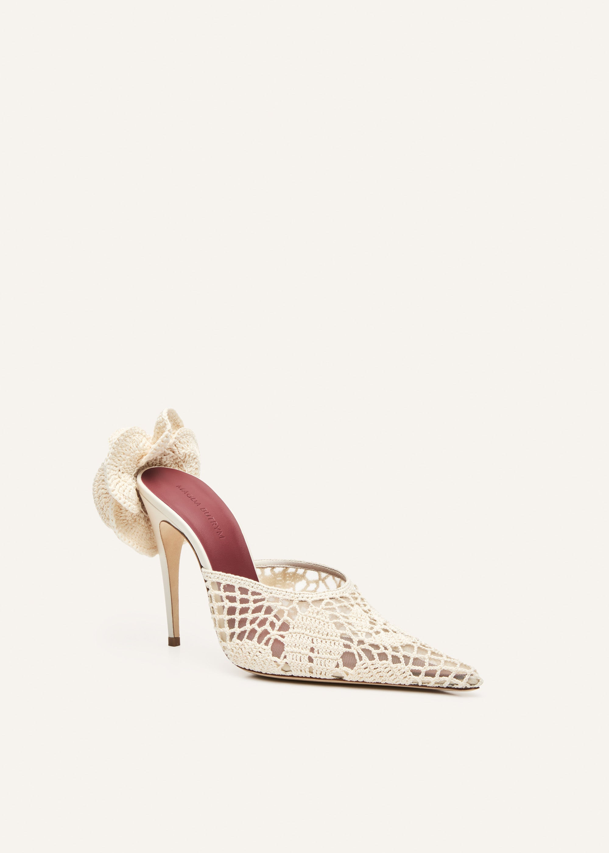 Pointed flower mules in cream crochet - 2