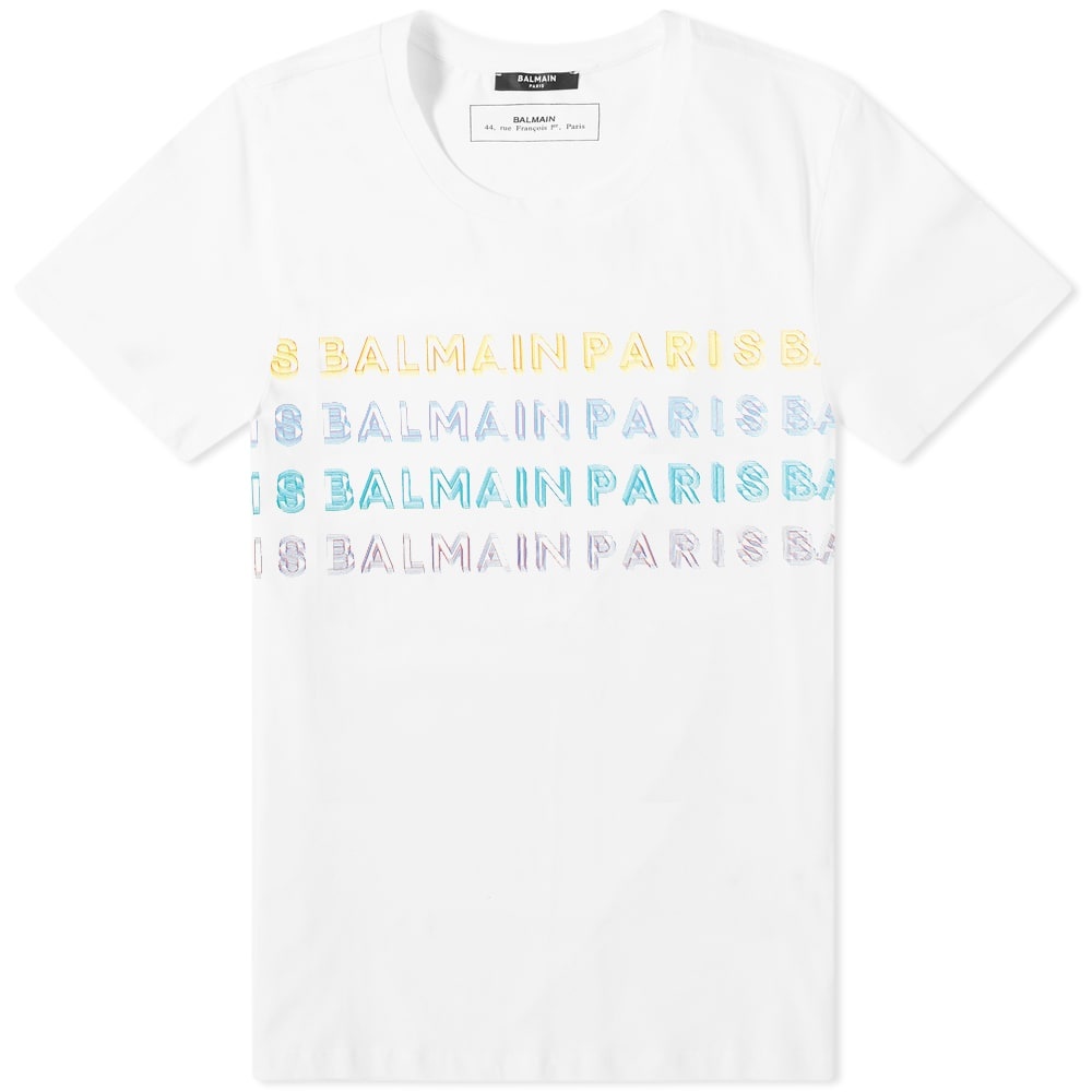 Balmain Multicoloured Logo Tee - 1