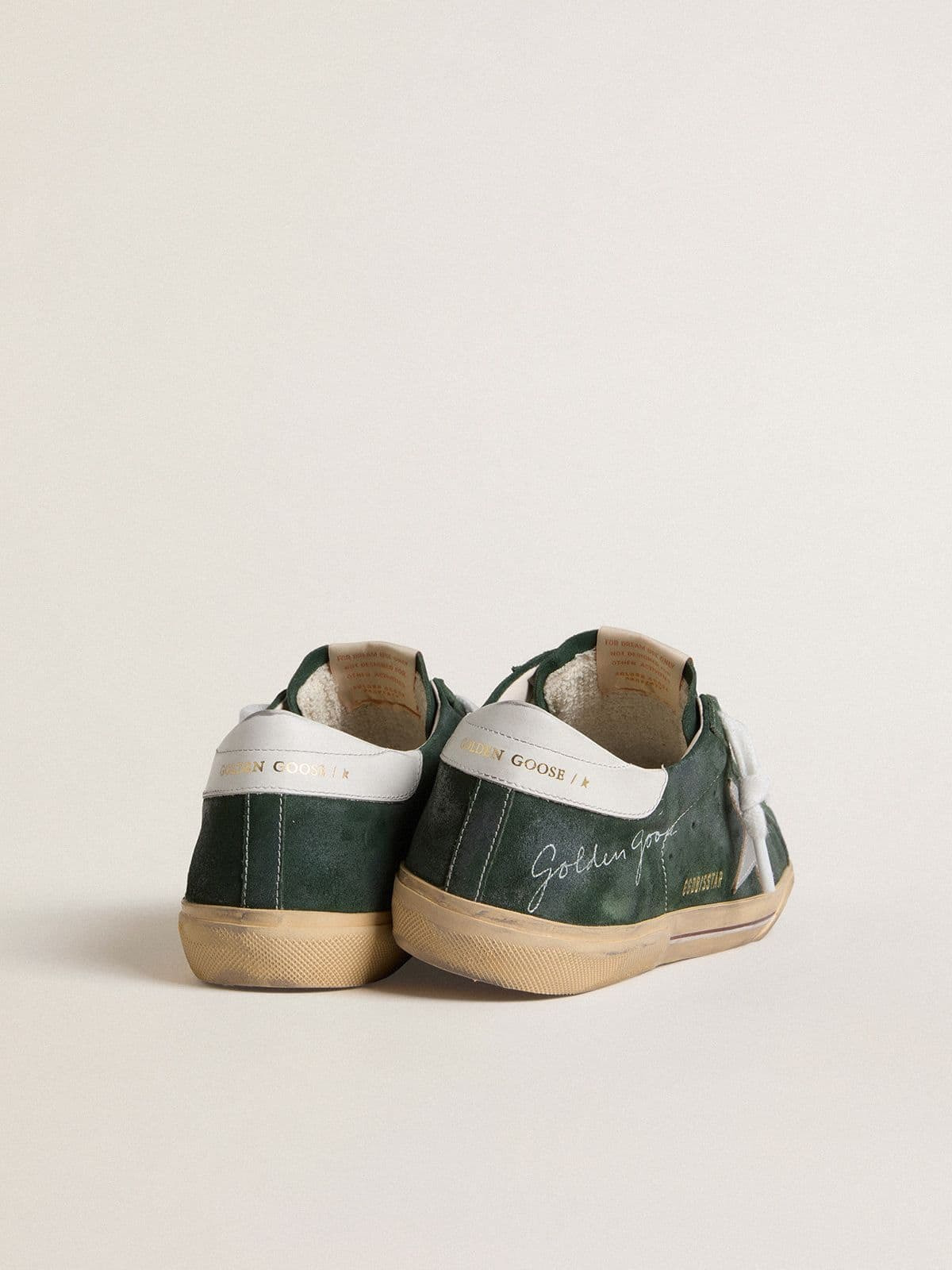 Men's Super-Star in green suede with silver metallic leather star and leather heel tab - 4