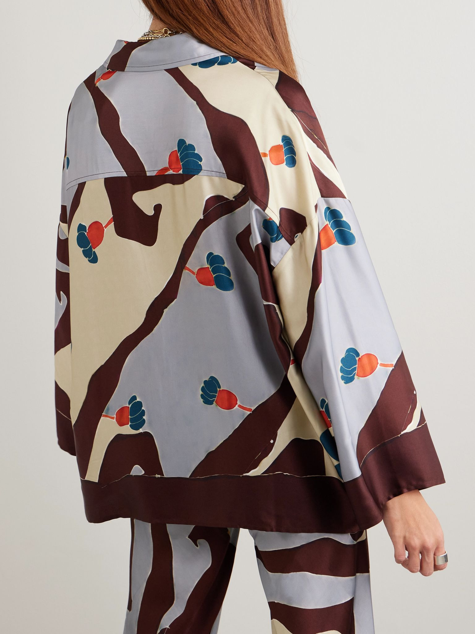Karys printed satin shirt Chocolate - 3