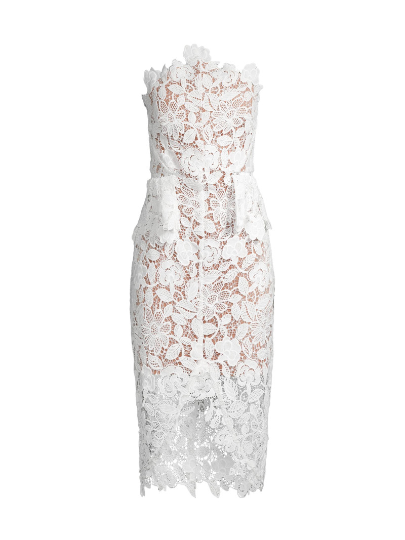 Women's Optics Floral Lace Peplum Dress - Ivory 1