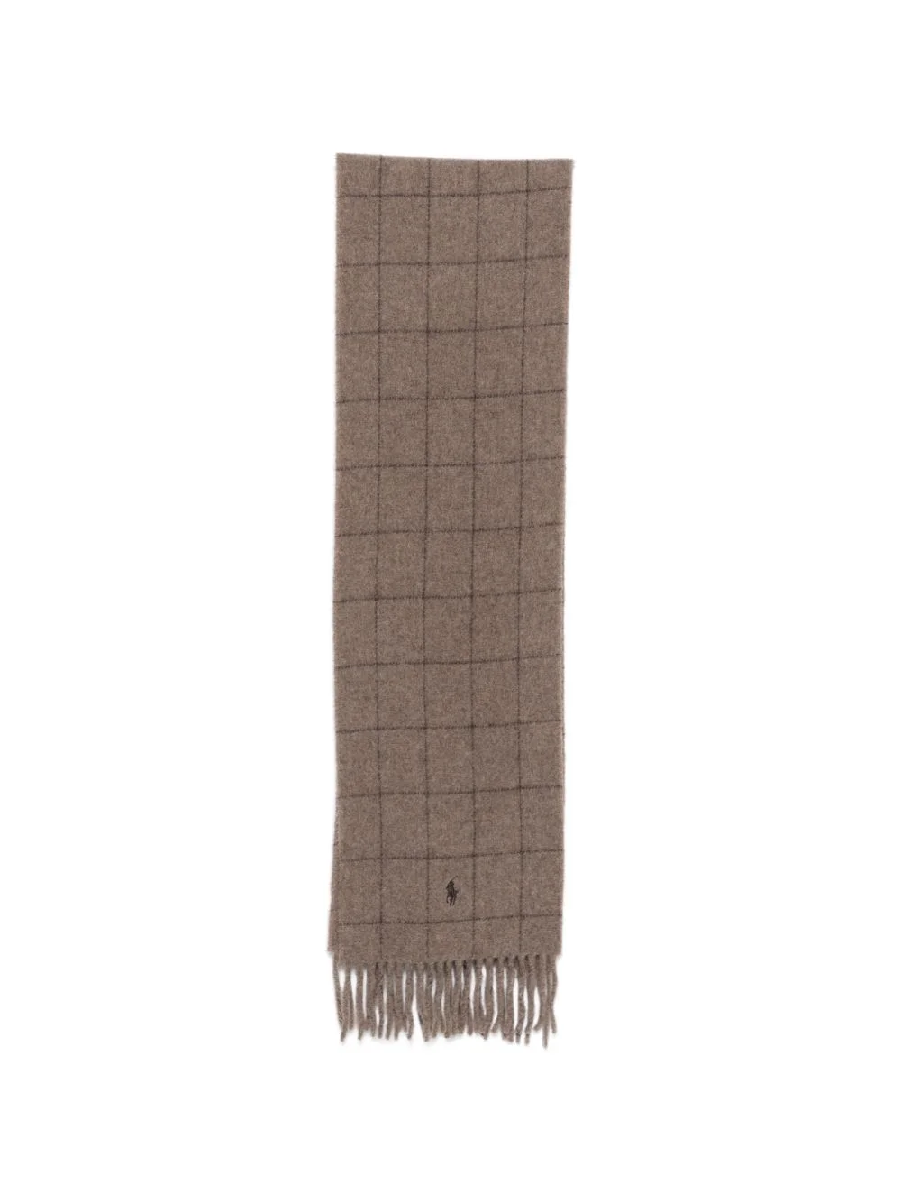 windowpane-check fringed scarf - 1