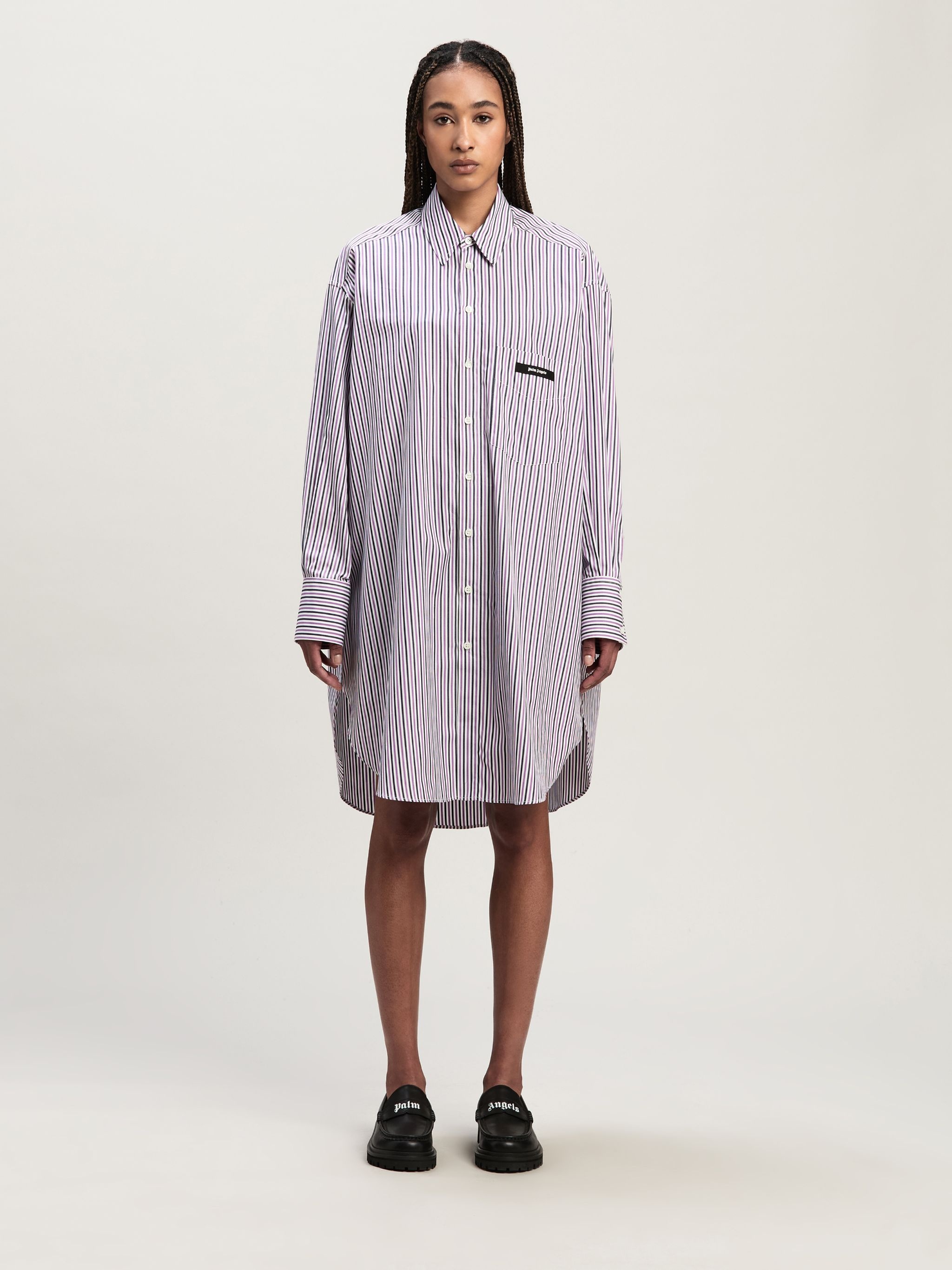 Curved Logo stripe Shirtdress - 3