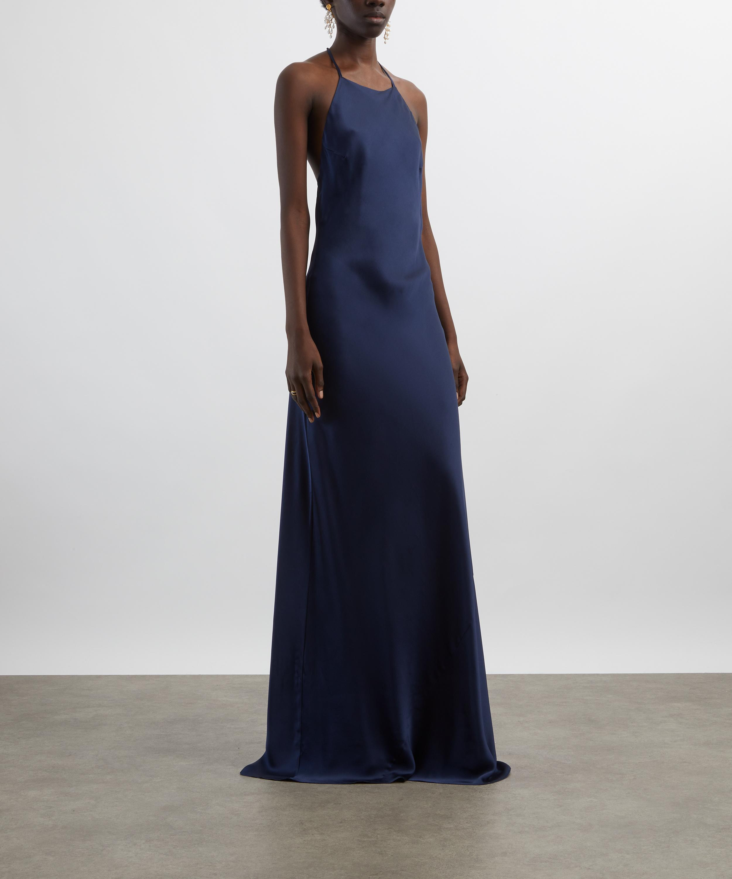 Jeanie Navy Silk Maxi Dress - 3