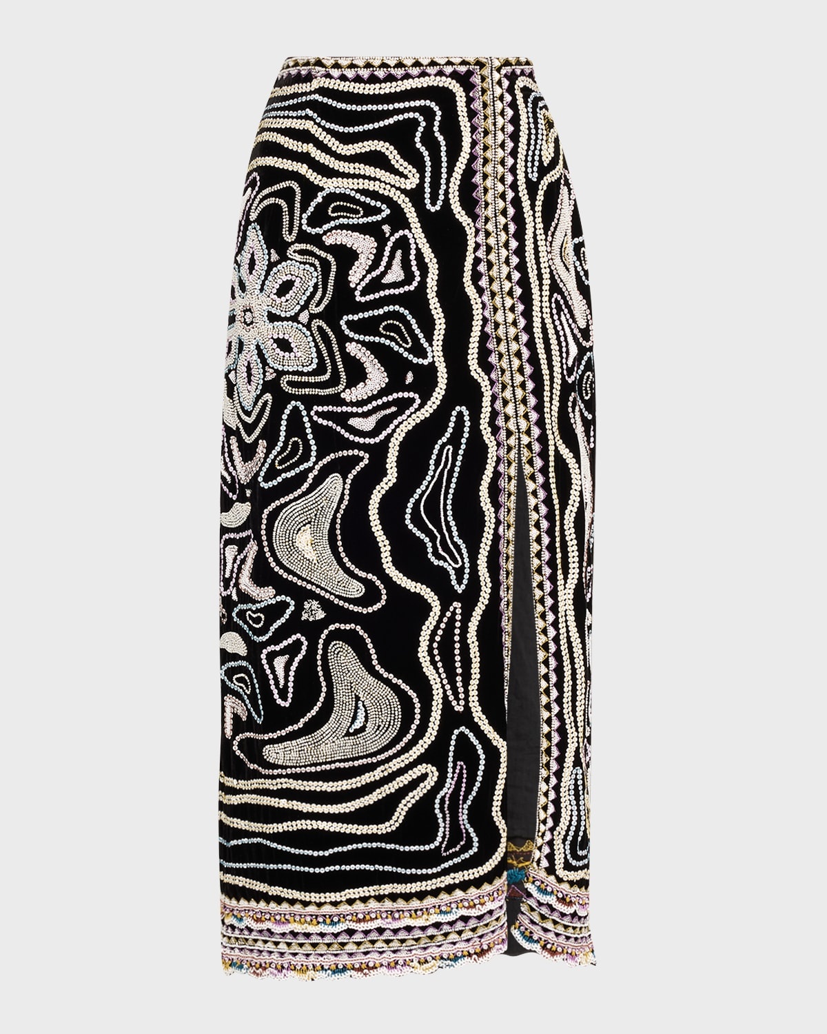 Adara Embellished Silk-Blend Midi Skirt - 1