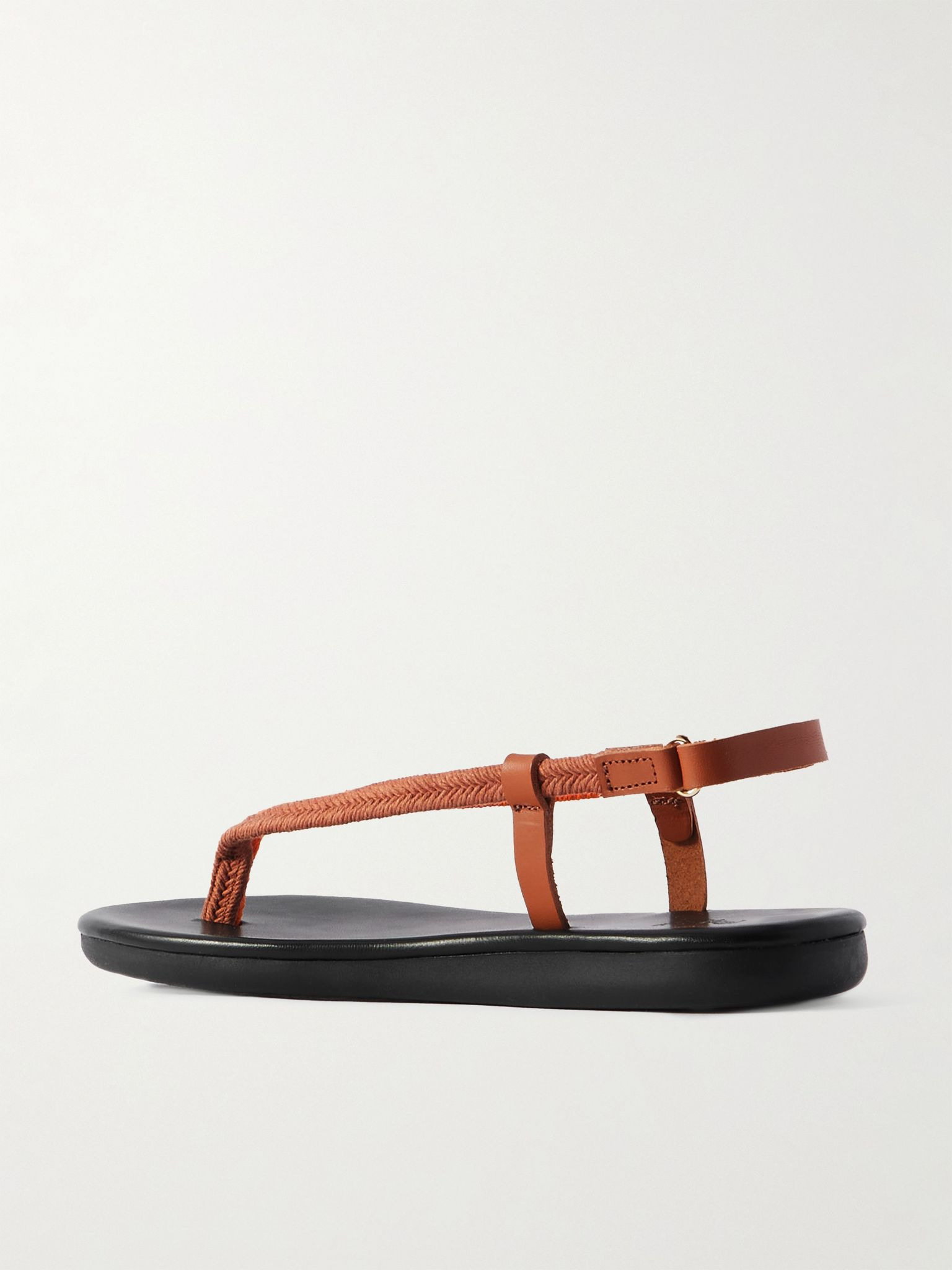 Zoi leather-trimmed woven cord sandals Orange - 3