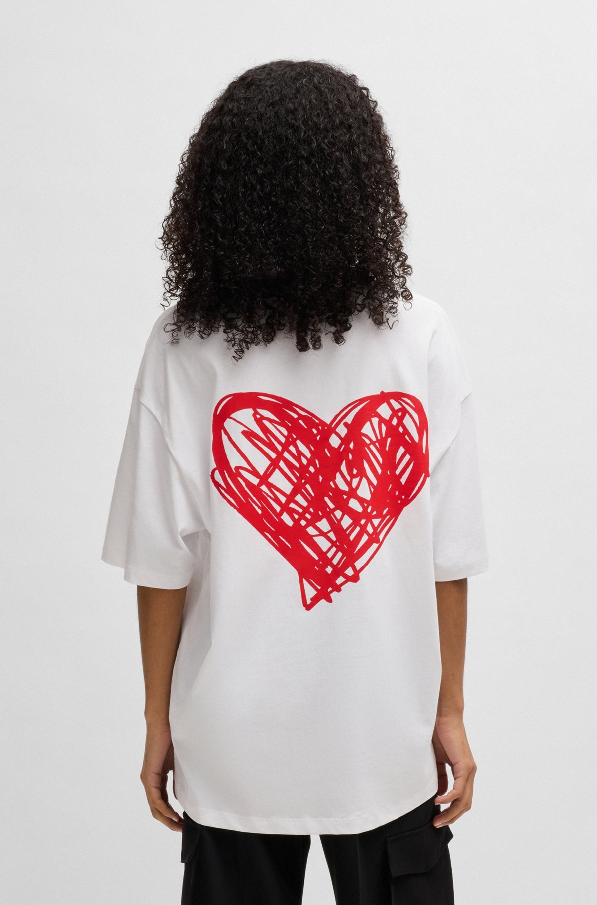 COTTON-JERSEY T-SHIRT WITH HEART ARTWORK - 6