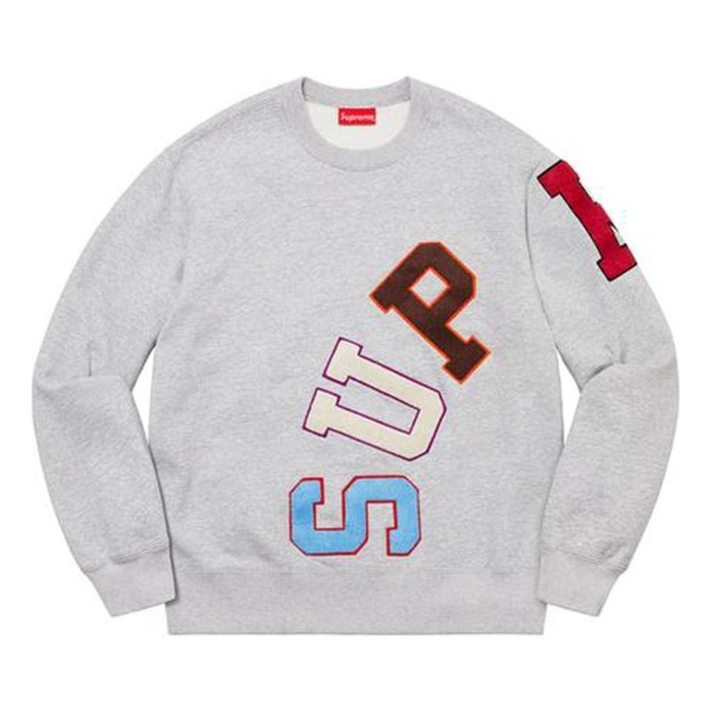 Supreme Big Logo Arc Crewneck Sweater 'Grey Blue Red' SUP-FW20-017 - 1