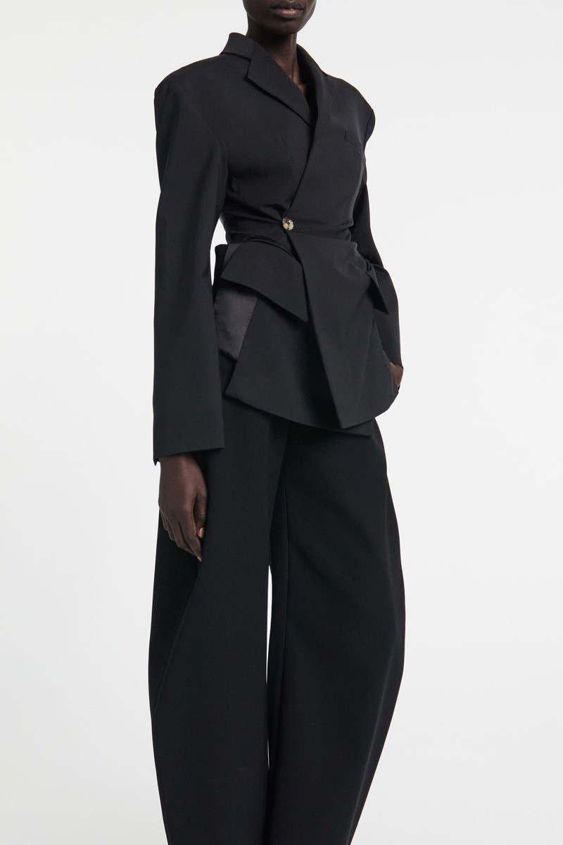 SINGLE BREASTED JACKET WITH BACK CUTOUT AND TIES BLACK 5