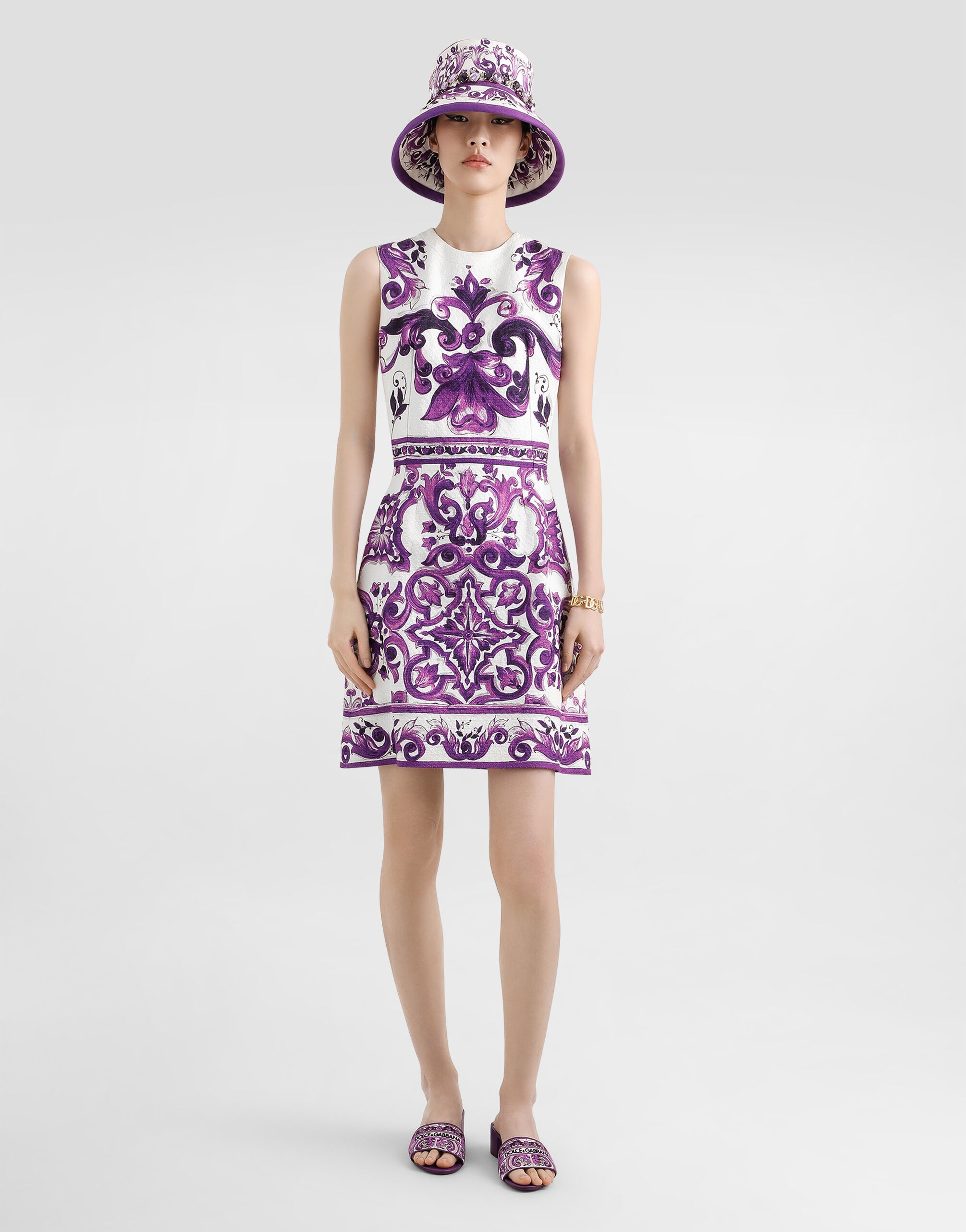 Majolica-print sleeveless dress - 2