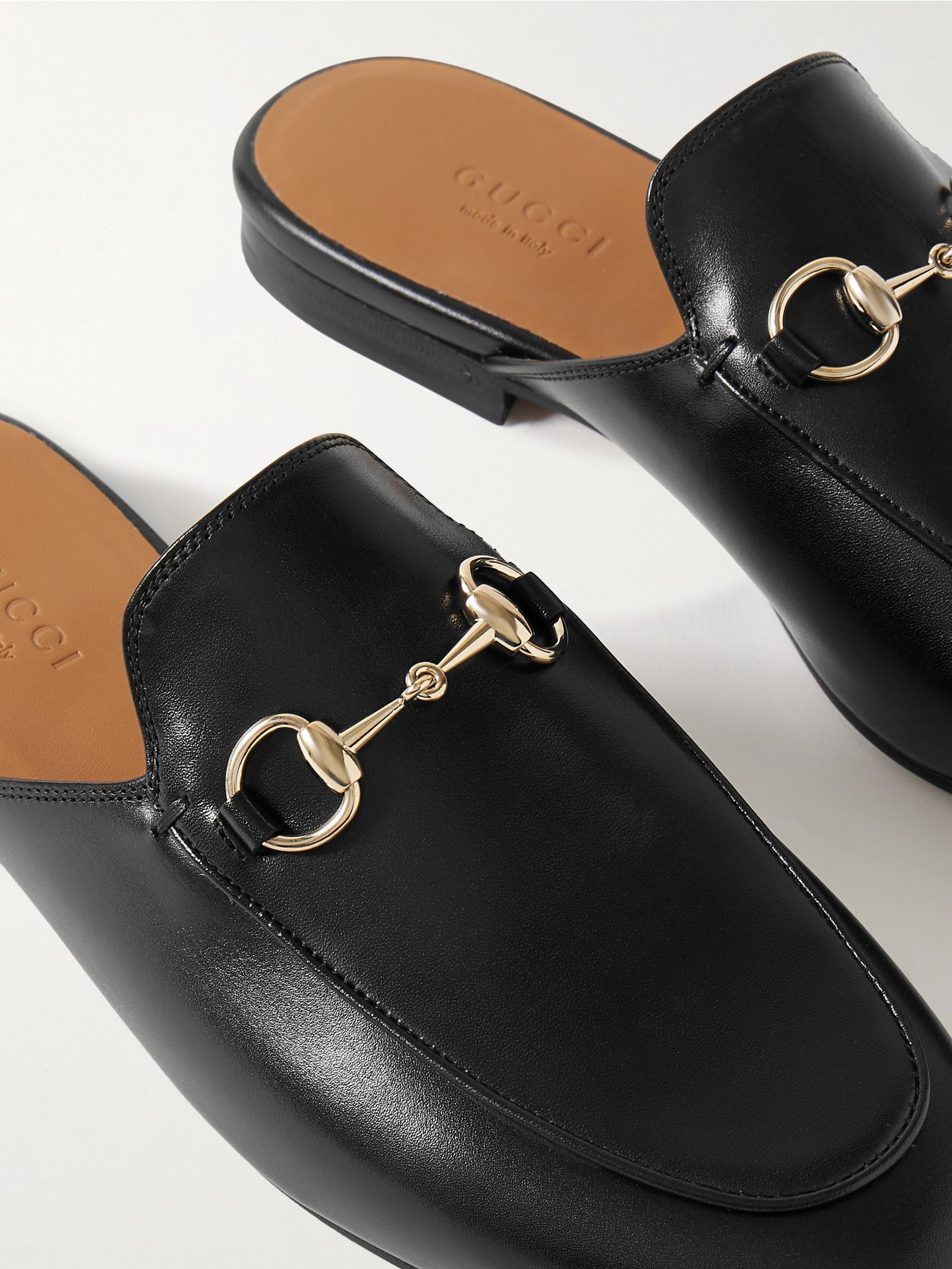 Princetown horsebit-detailed leather slippers Black - 4