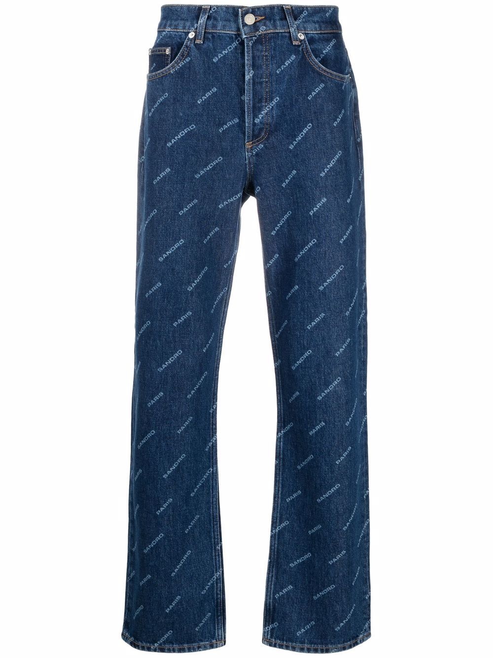 diagonal logo-print straight leg jeans - 1