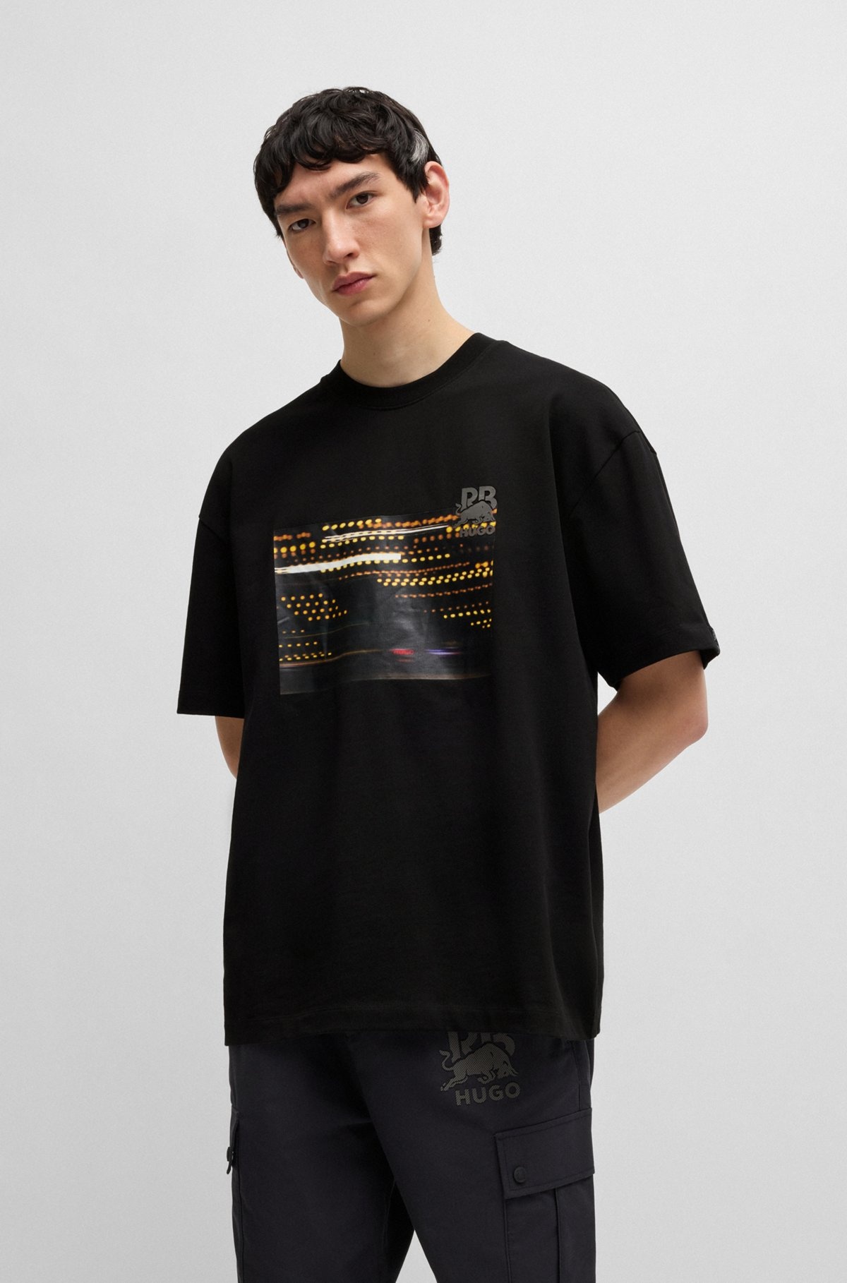 HUGO X RB COTTON-JERSEY T-SHIRT WITH RACING PRINT - 2