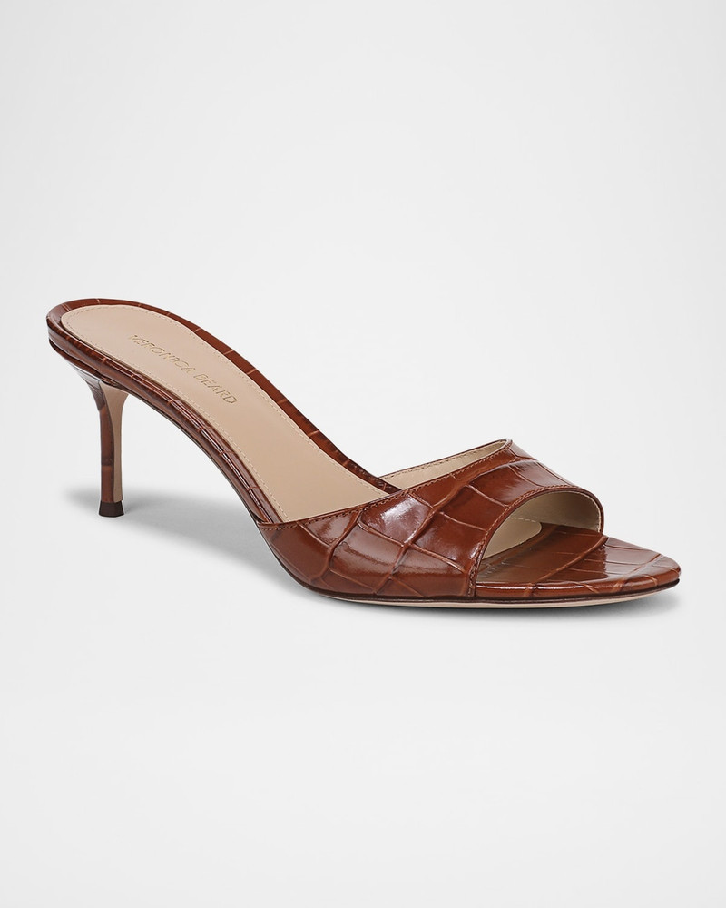 VERONICA BEARD Tia Croc-Embossed Leather Stiletto Mule Sandals outlook