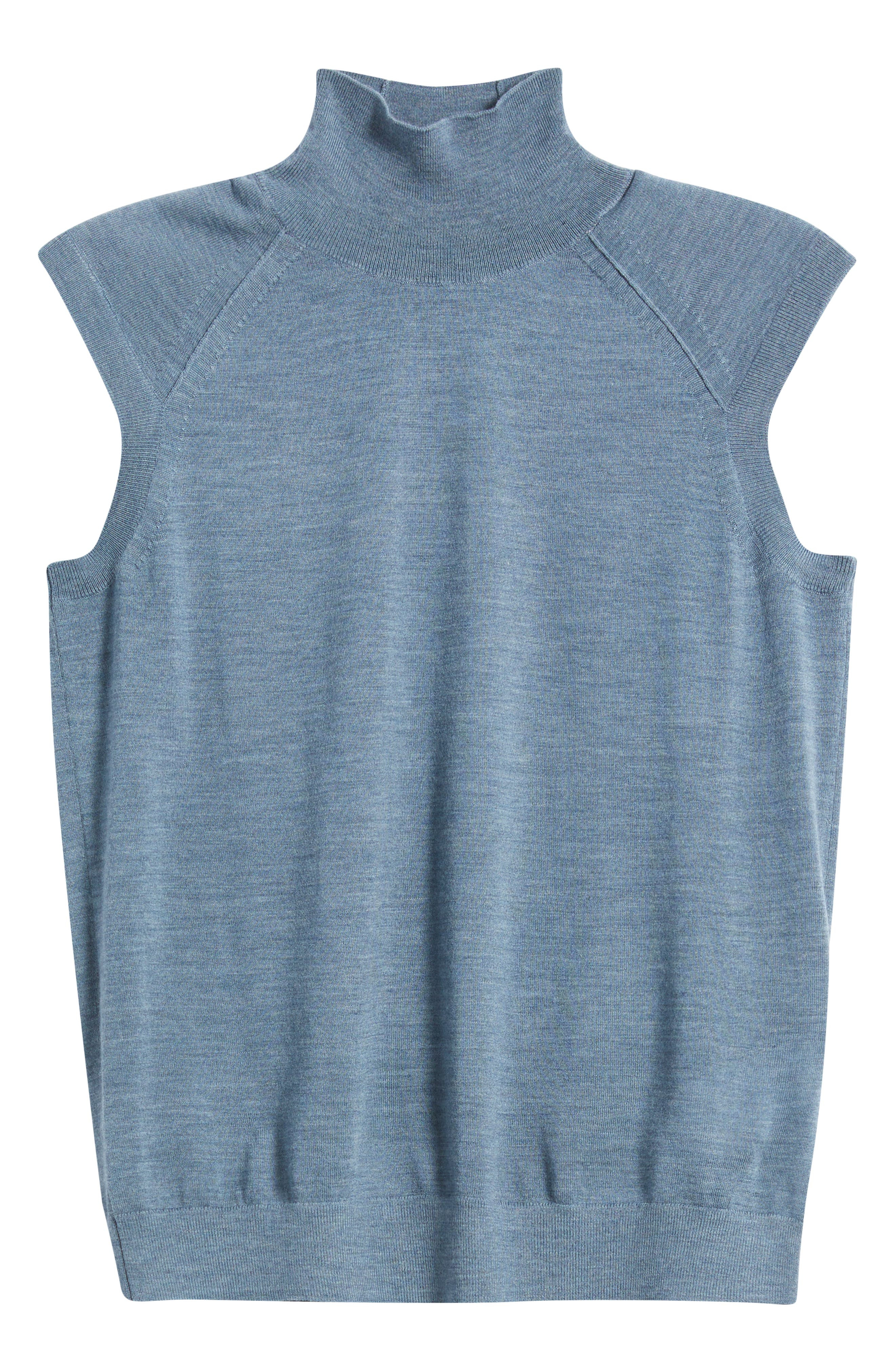BOSS Fipini Turtleneck Sleeveless Virgin Wool Sweater in Tanzanite at Nordstrom - 5