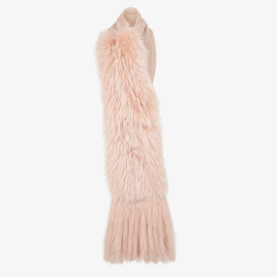 Pink fox fur oversized stole - 1