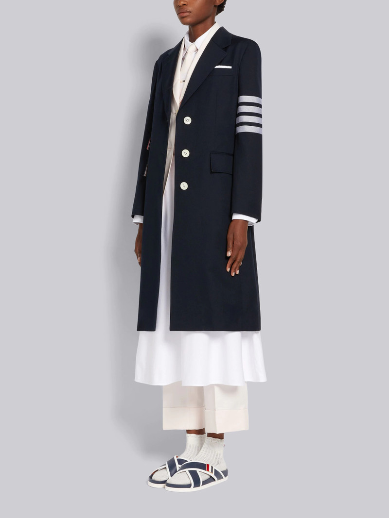 Navy Vitello Calf Leather Enamel Buckle Criss Cross Sandal 6