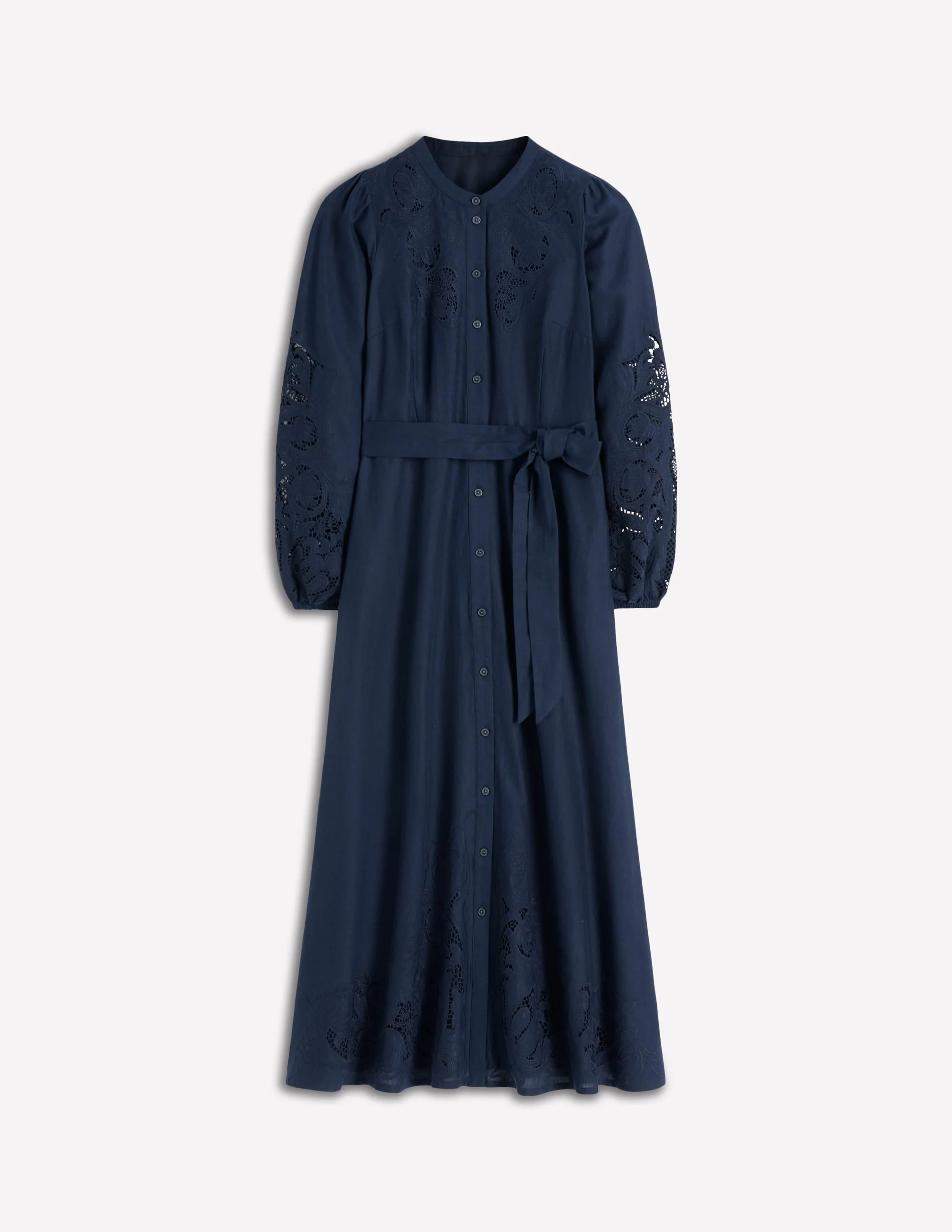 Mae Linen Blend Shirt Dress-Navy - 1