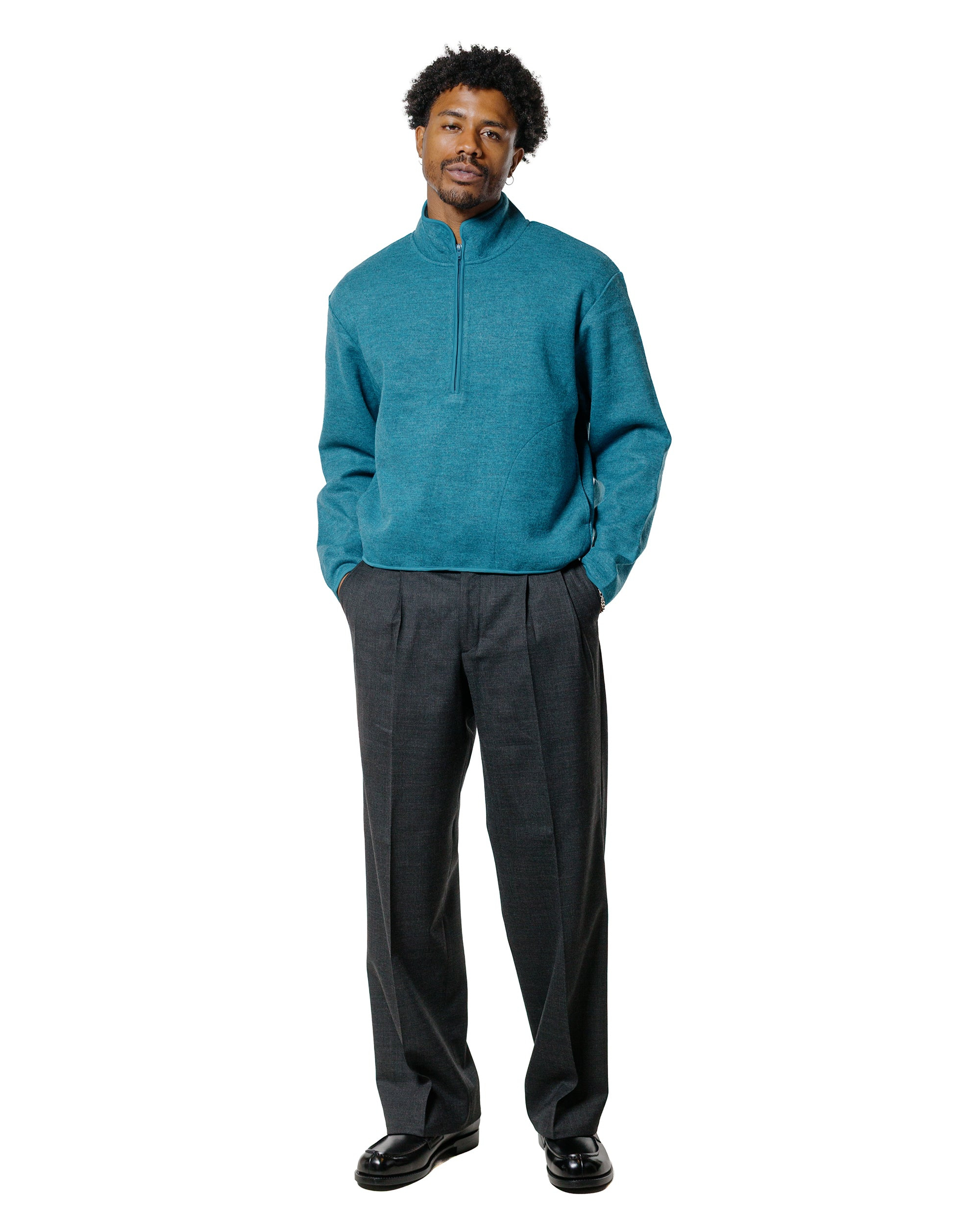 Wool Half Zip Ice Blue - 4