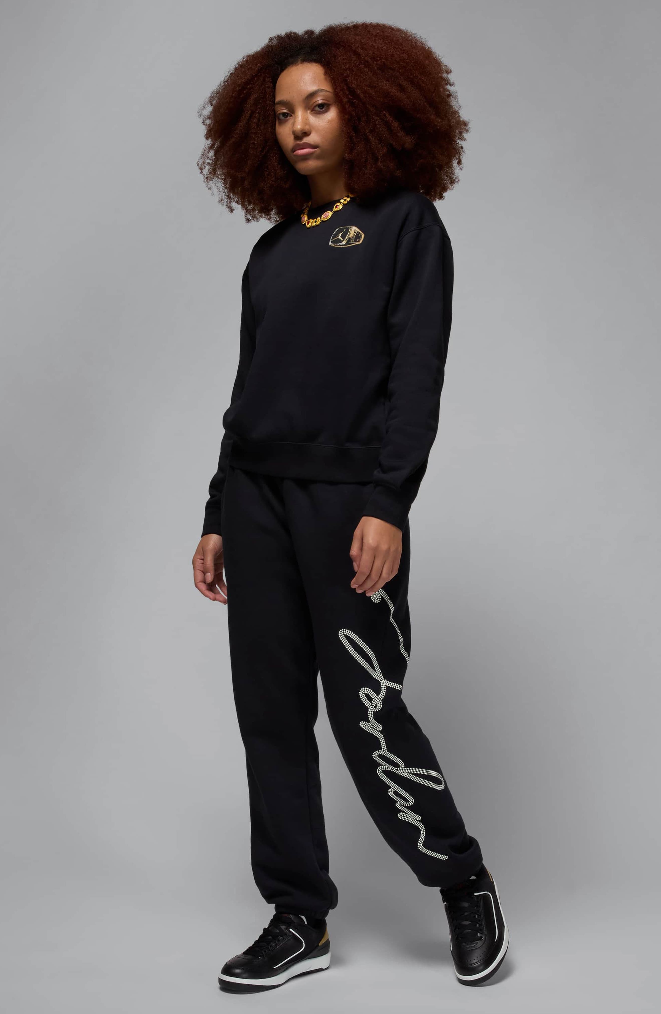 Nike Jordan Brooklyn Fleece Crewneck Sweatshirt in Black/Sail at Nordstrom - 6