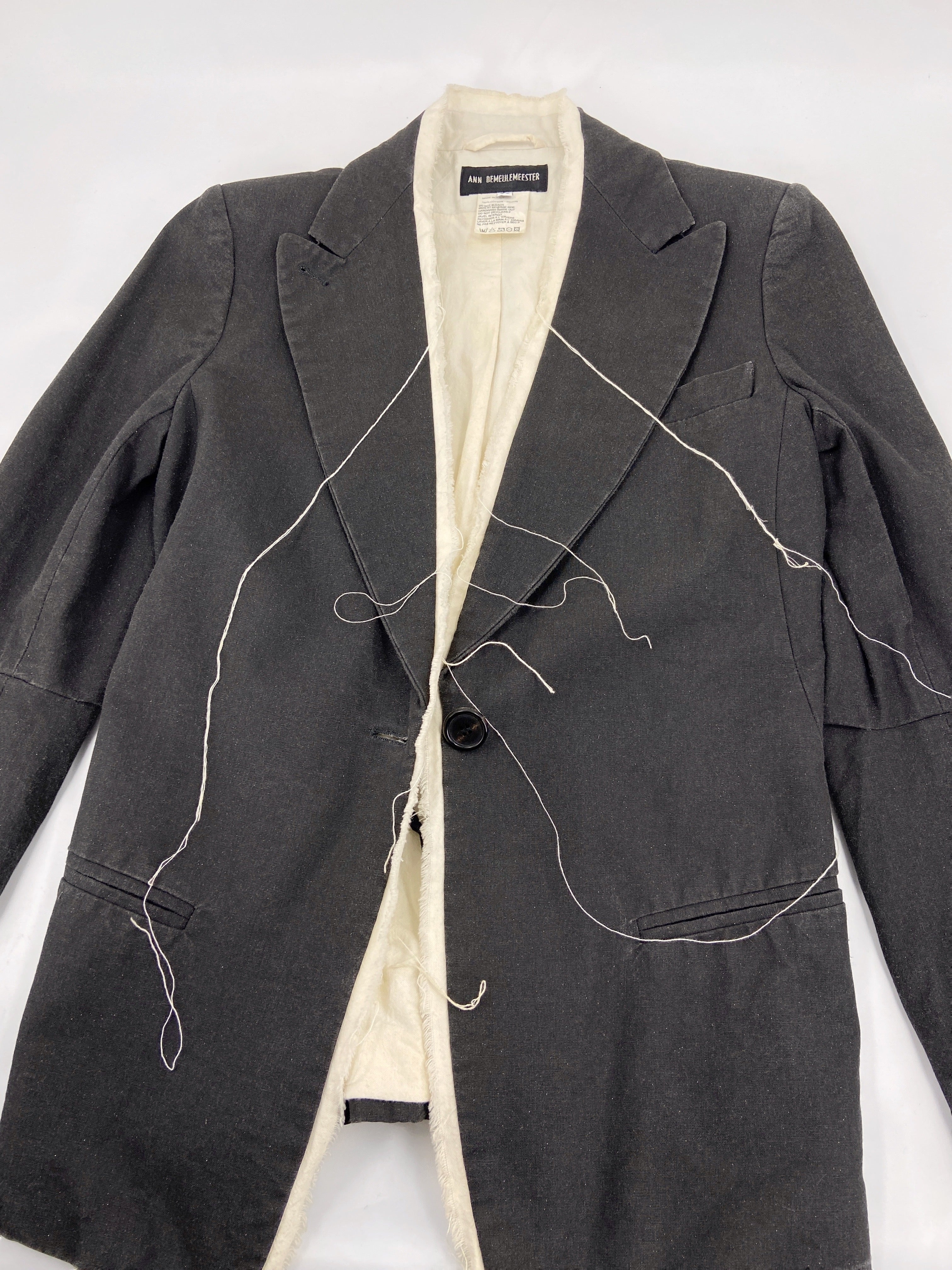 Ann Demeulemeester Fall 2000 Distressed Bondage Glitter Blazer with Exposed Lining 36 - 6
